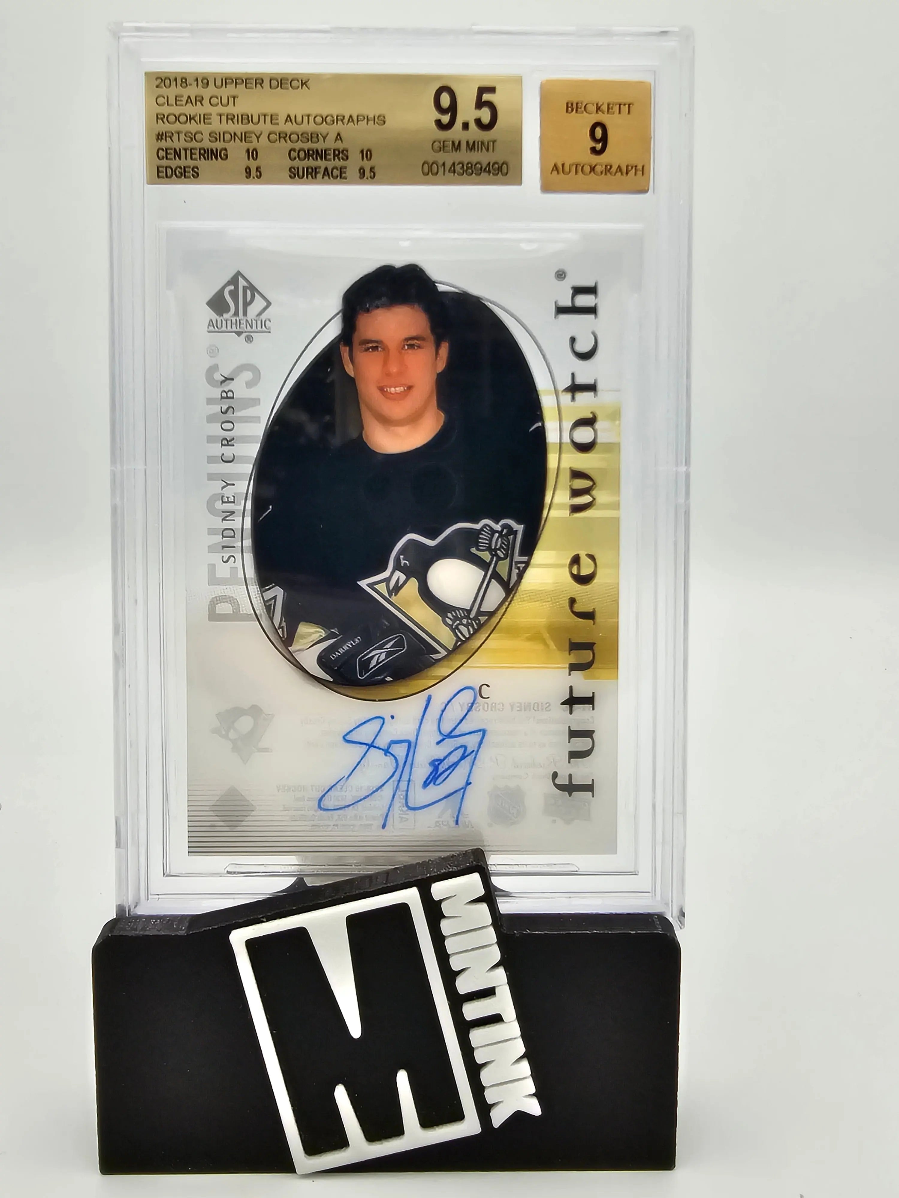 2018-19 UD SP Authentic Sidney Crosby BGS 9.5 Clear Cut Future Watch Autograph #RT SC - Rare Hockey Card for Collectors & Investors | Perfect for Display, Trading & Memorabilia Collections