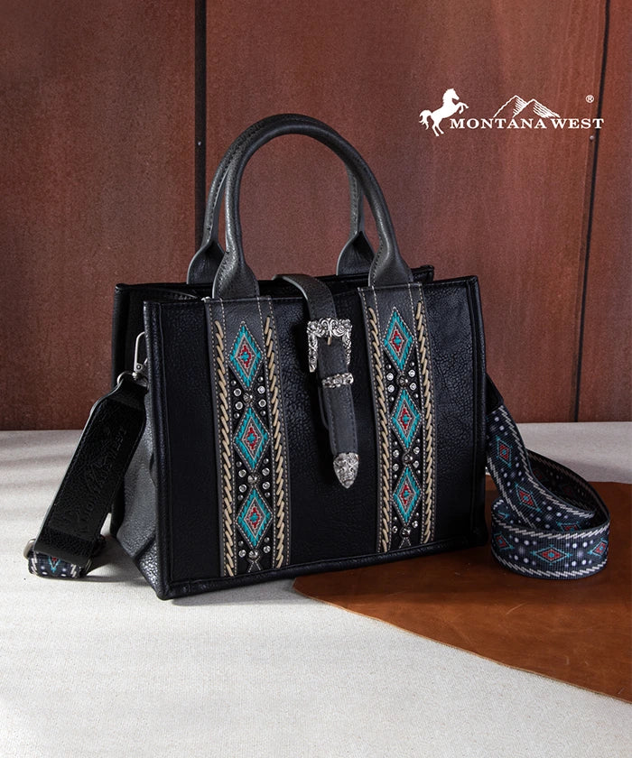 Montana West Aztec Print Concealed Carry Tote Bag for Women - Stylish & Spacious Purse with Hidden Gun Pocket - Perfect for Everyday Use, Travel, and Self-Defense