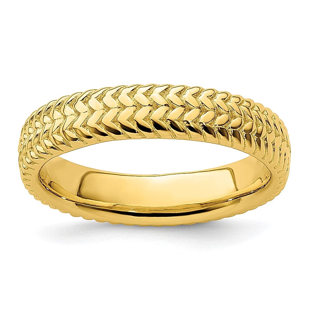 925 Sterling Silver Gold Plated Stackable Rings for Women - Textured Fashion Jewelry Set, Dainty Minimalist Rings, Perfect Gift for Her (Wedding, Anniversary, Party, Everyday Wear)