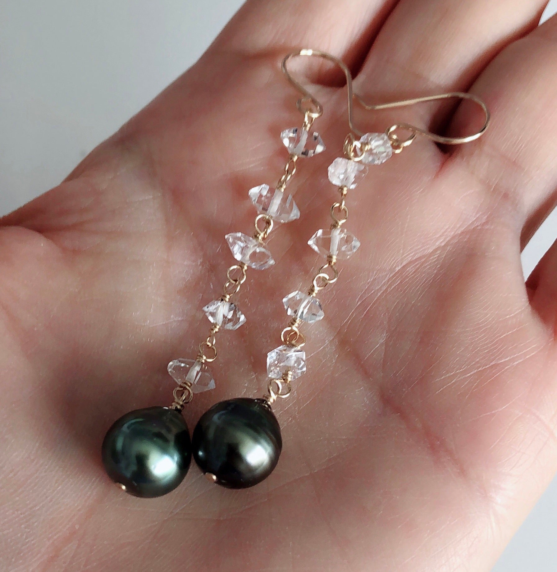 HAUNANI Herkimer Diamond Earrings (E537) – Elegant Crystal Jewelry for Women, Perfect for Parties & Special Occasions