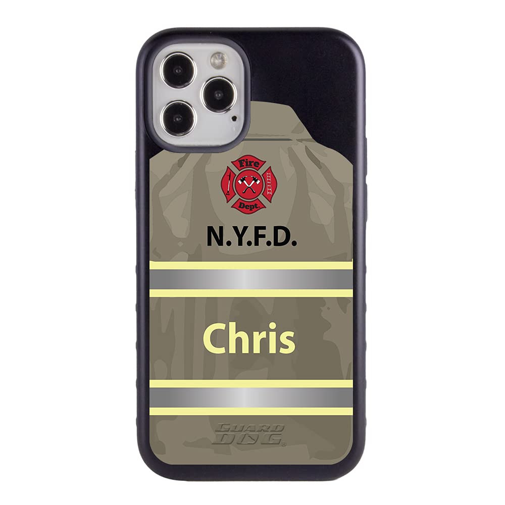 Custom Engraved First Responder iPhone 12 Pro Max Case - Rugged Hybrid Protective Cover for Firefighters & Emergency Personnel - Personalized Name Engraving - Perfect for Duty Use & Outdoor Adventures