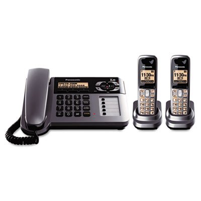 Panasonic KX-TG1062M DECT 6.0 Corded/Cordless Phone System with Digital Answering Machine - 2 Handsets, Metallic Gray - Ideal for Home & Office Communication
