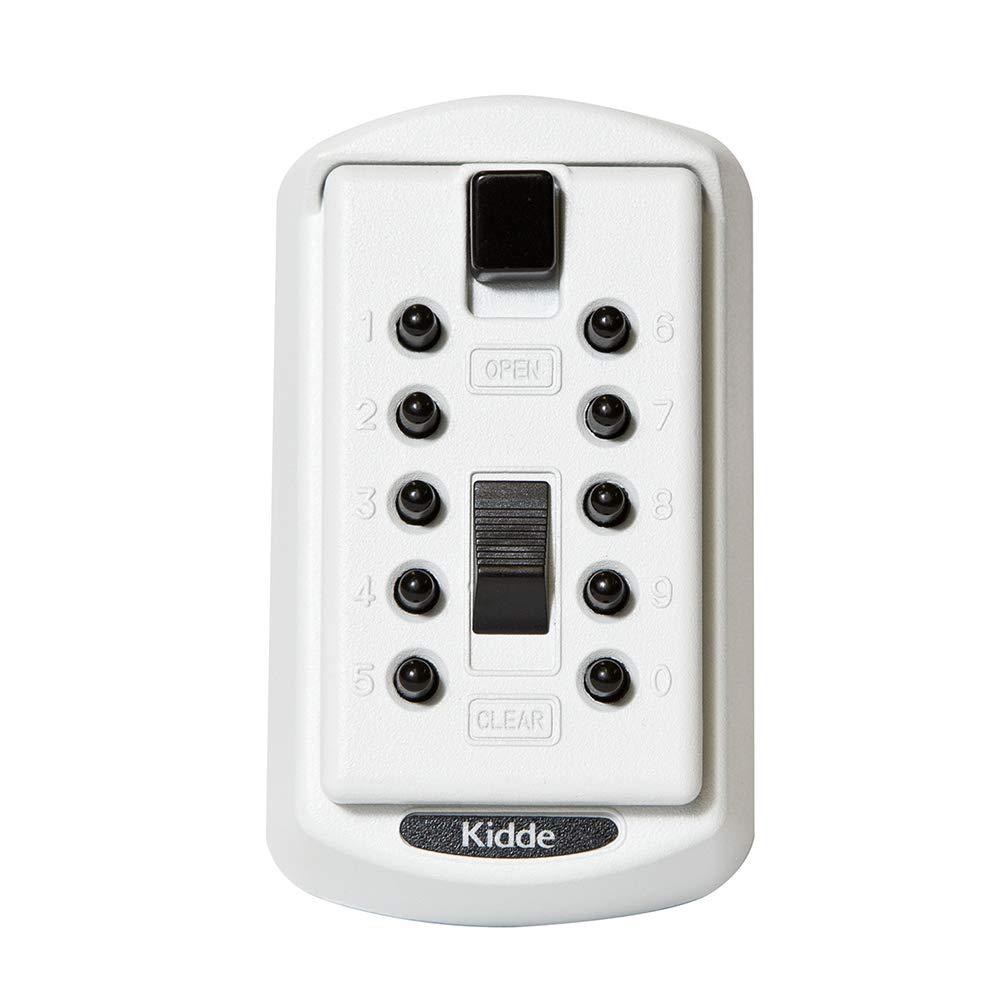 Kidde AccessPoint KeySafe Slimline Push Button Combination Lock Box with Weather Cover - Secure Key Storage for Home, Office & Vacation Rentals