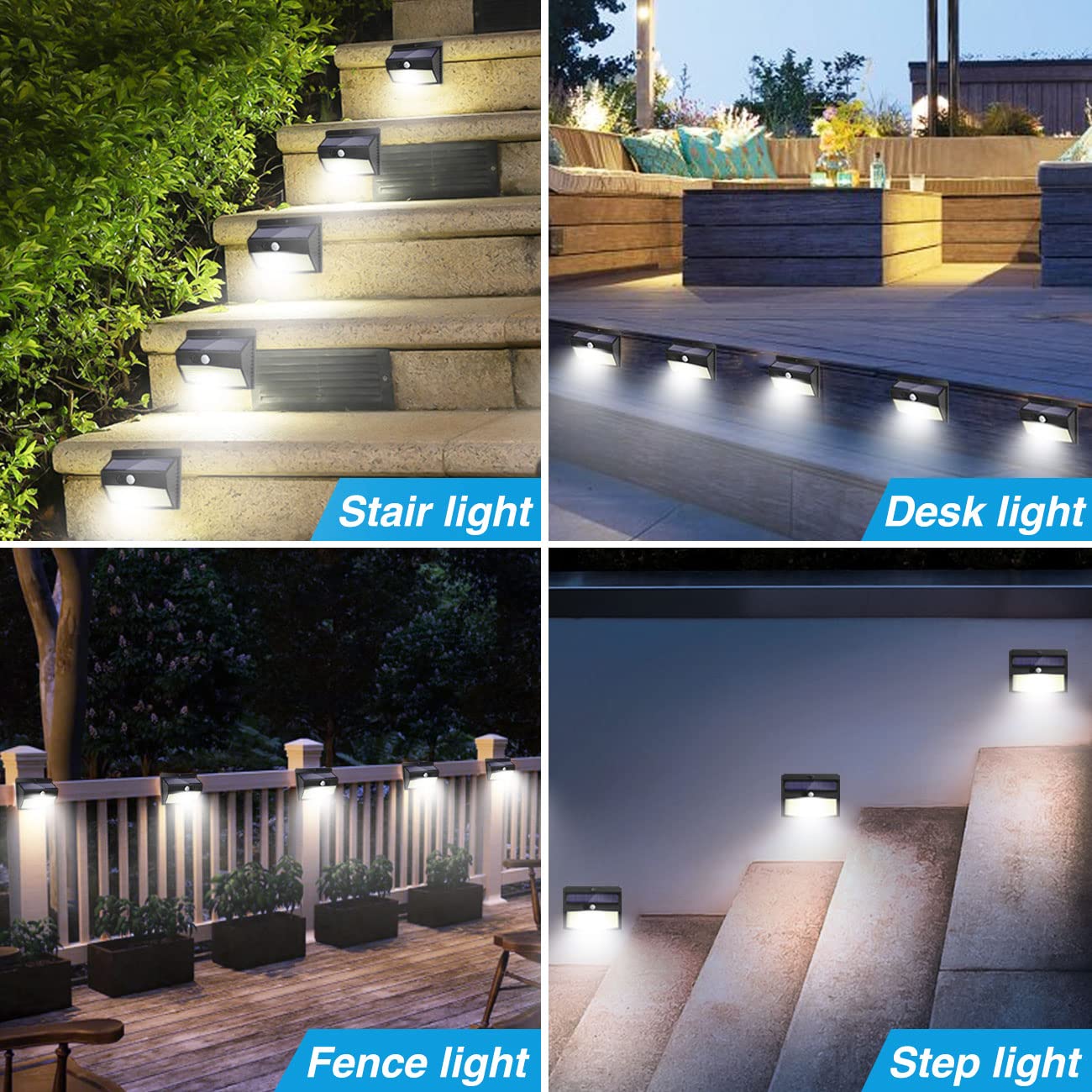 Peasur 10-Pack Solar Outdoor Lights - 138 LED Motion Sensor Security Lights with 3 Lighting Modes, Waterproof Solar Wall Lights for Garden, Fence, Yard, Deck - Ideal for Pathway, Patio & Home Security Lighting