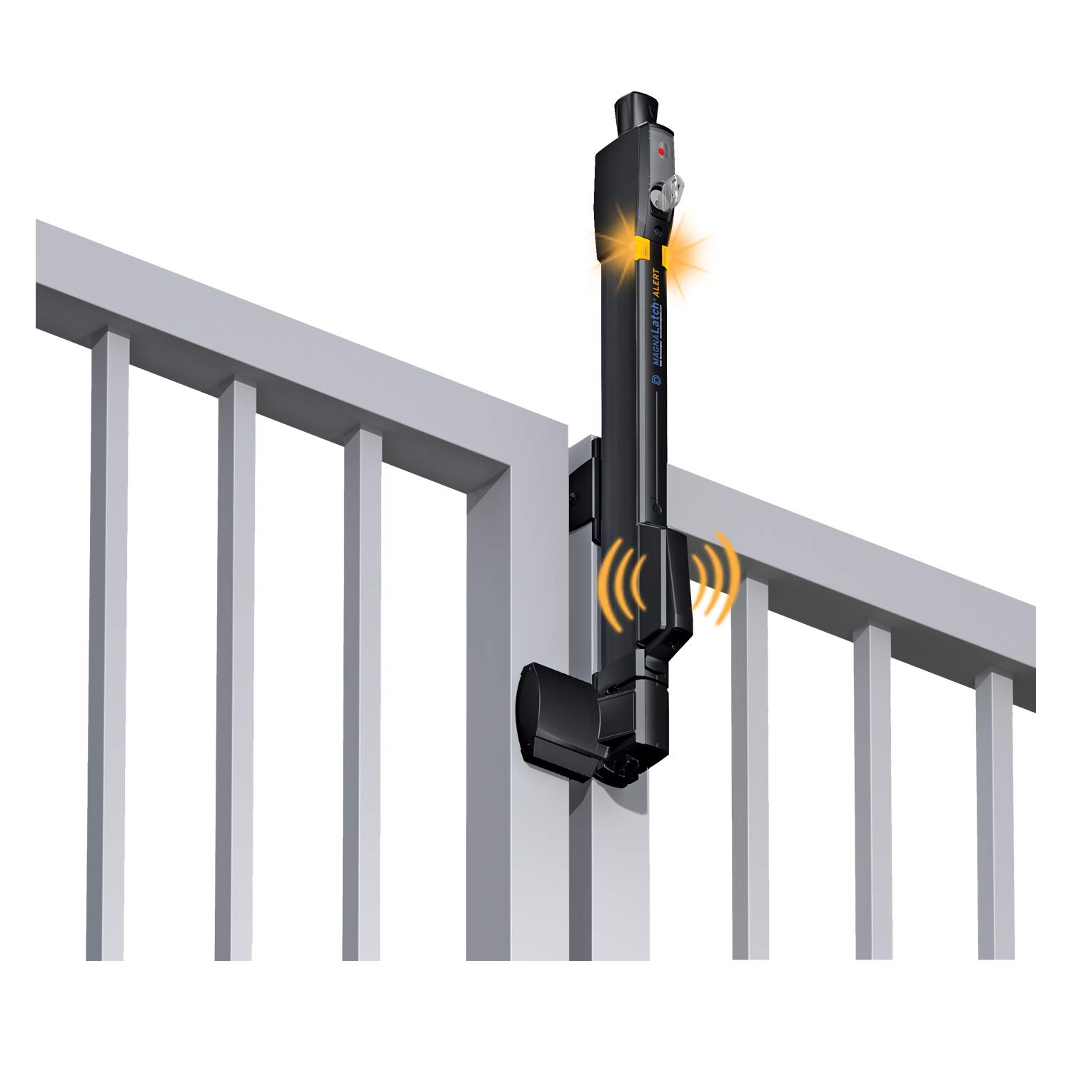 D&D Technologies ML3ATPKAG2 MagnaLatch Alert Top Pull Magnetic Gate Latch & Lock with Audible Visual Alarm - Child Safety Pool Gate Latch for Square Gates | Perfect for Backyard, Fence & Swimming Pool Security