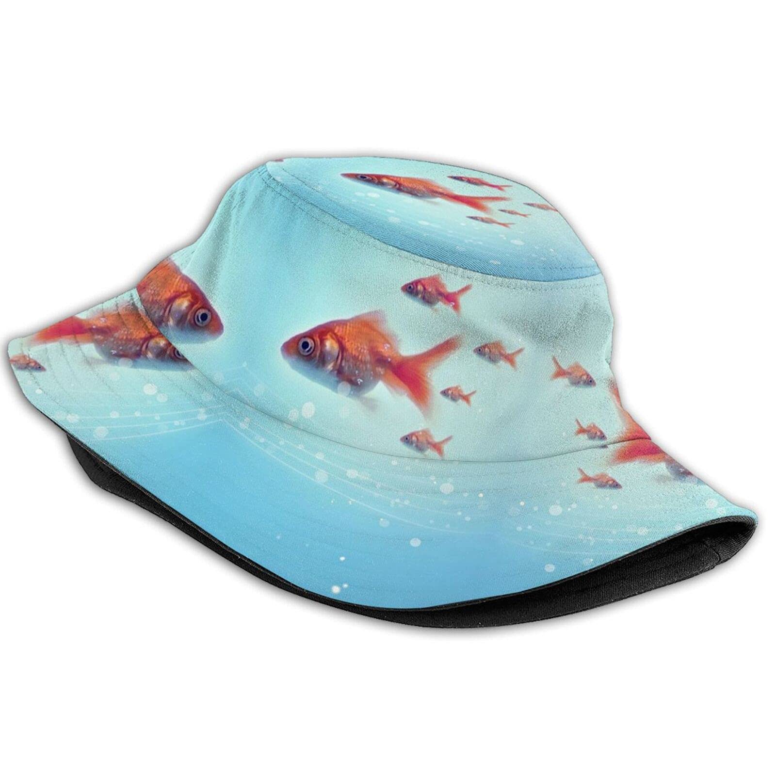 Cute Goldfish Bucket Hat for Women & Girls - Wide Brim Summer Sun Hat for Beach, Pool, and Outdoor Activities