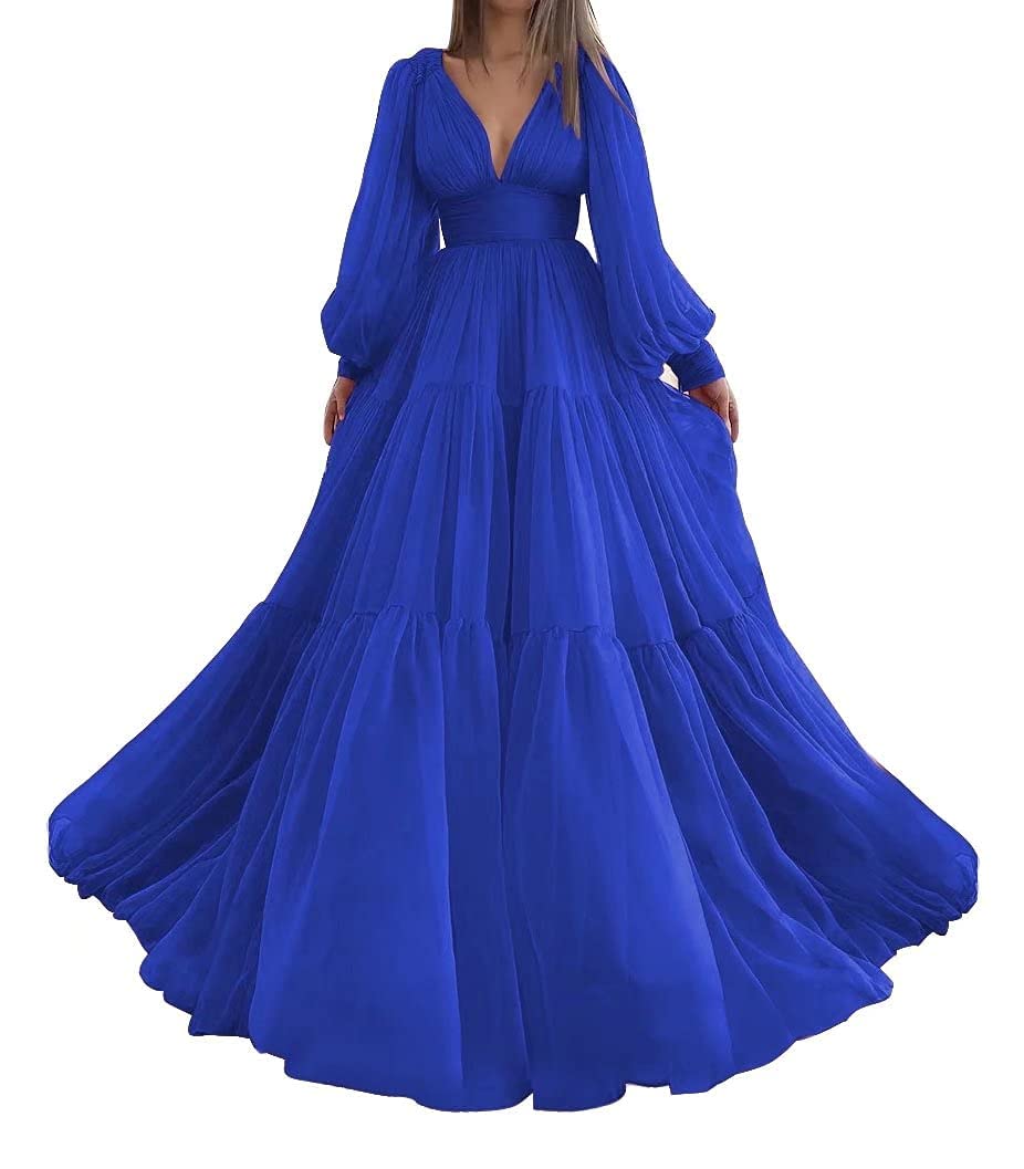 Elegant Prom Dresses with Puffy Sleeves & Tulle Ball Gown Skirt - V-Neck Formal Gowns for Women 2022 | Perfect for Homecoming, Quinceañera & Evening Parties