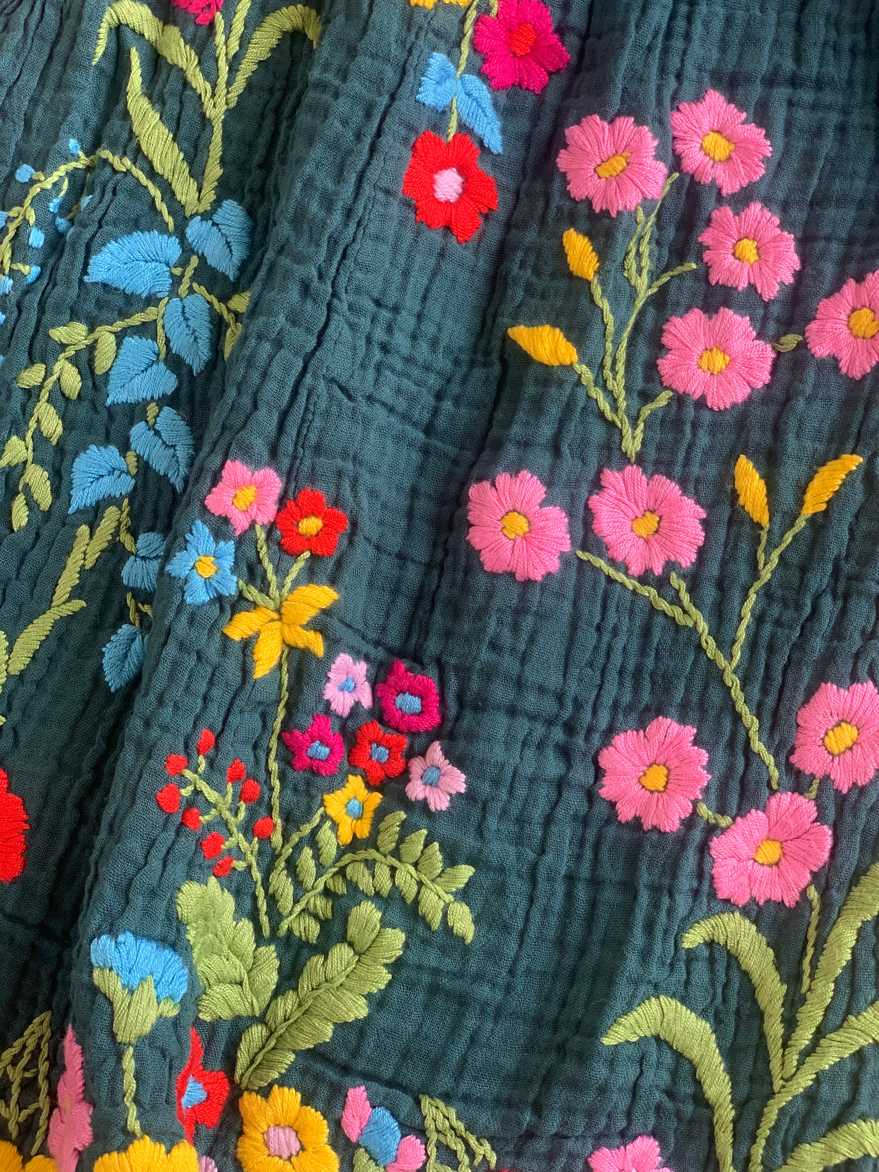 Boho Floral Embroidered Pants for Women - Handmade Chiang Mai Style Cotton Palazzo Trousers | Perfect for Beach Vacation, Yoga, and Summer Festival Outfits