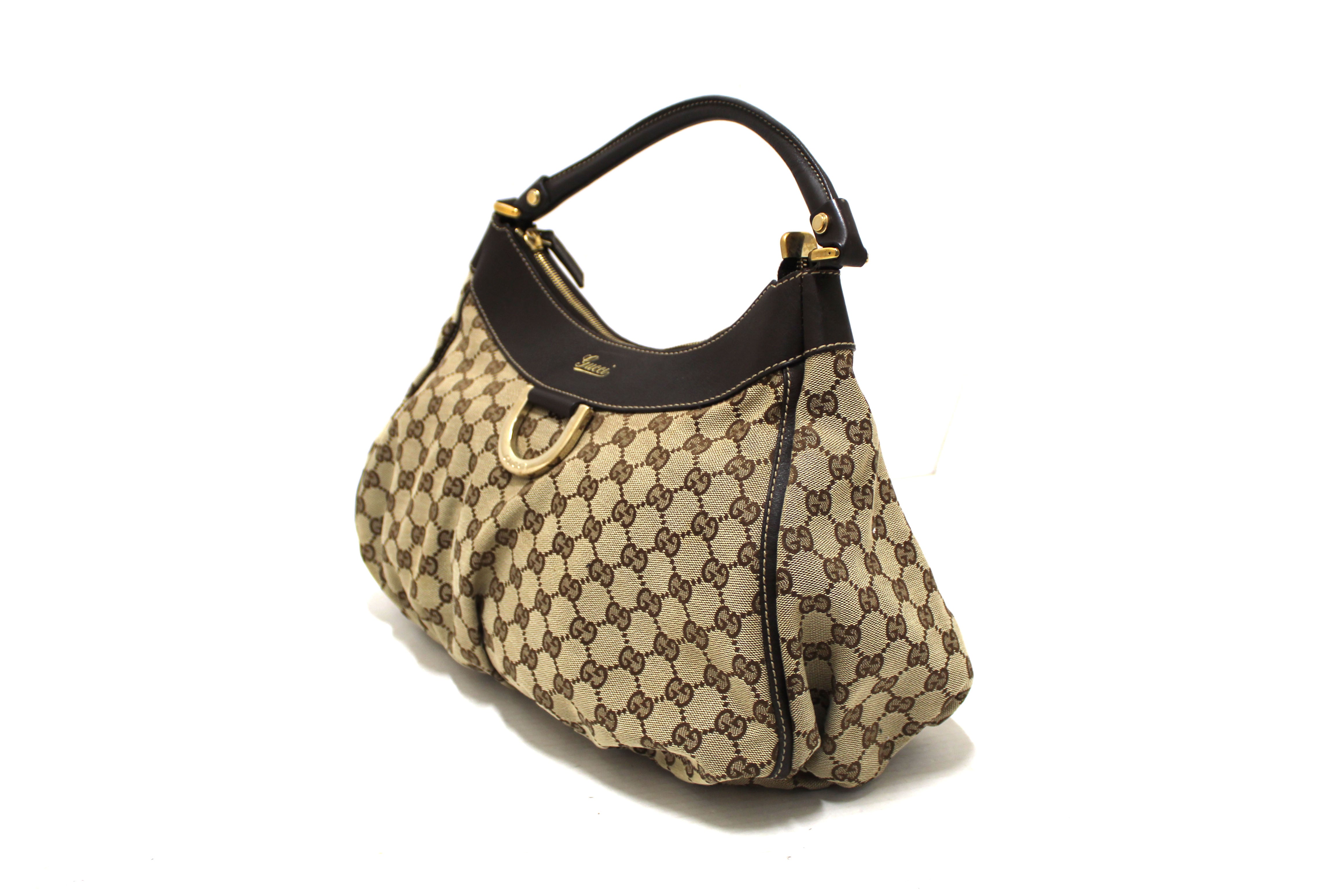Authentic Gucci GG Canvas Medium Hobo Shoulder Bag in Brown | Luxury Crossbody Purse for Women | Perfect for Work, Travel & Everyday Use (Model 189833)
