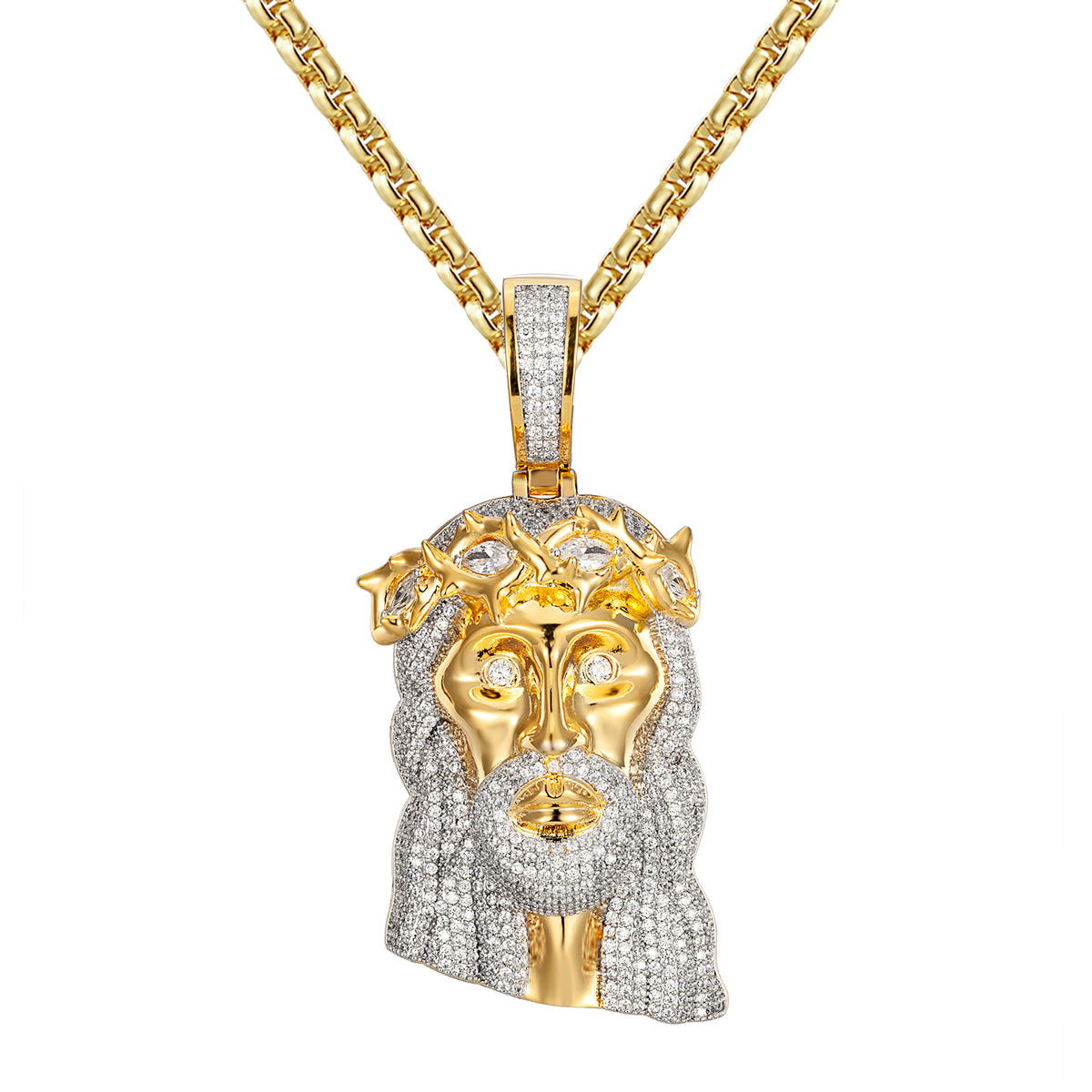 Holy Jesus Christ Face Marquise Crown Icy Pendant for Men - Religious Jewelry & Fashion Accessory - Perfect for Church, Gifts & Everyday Wear