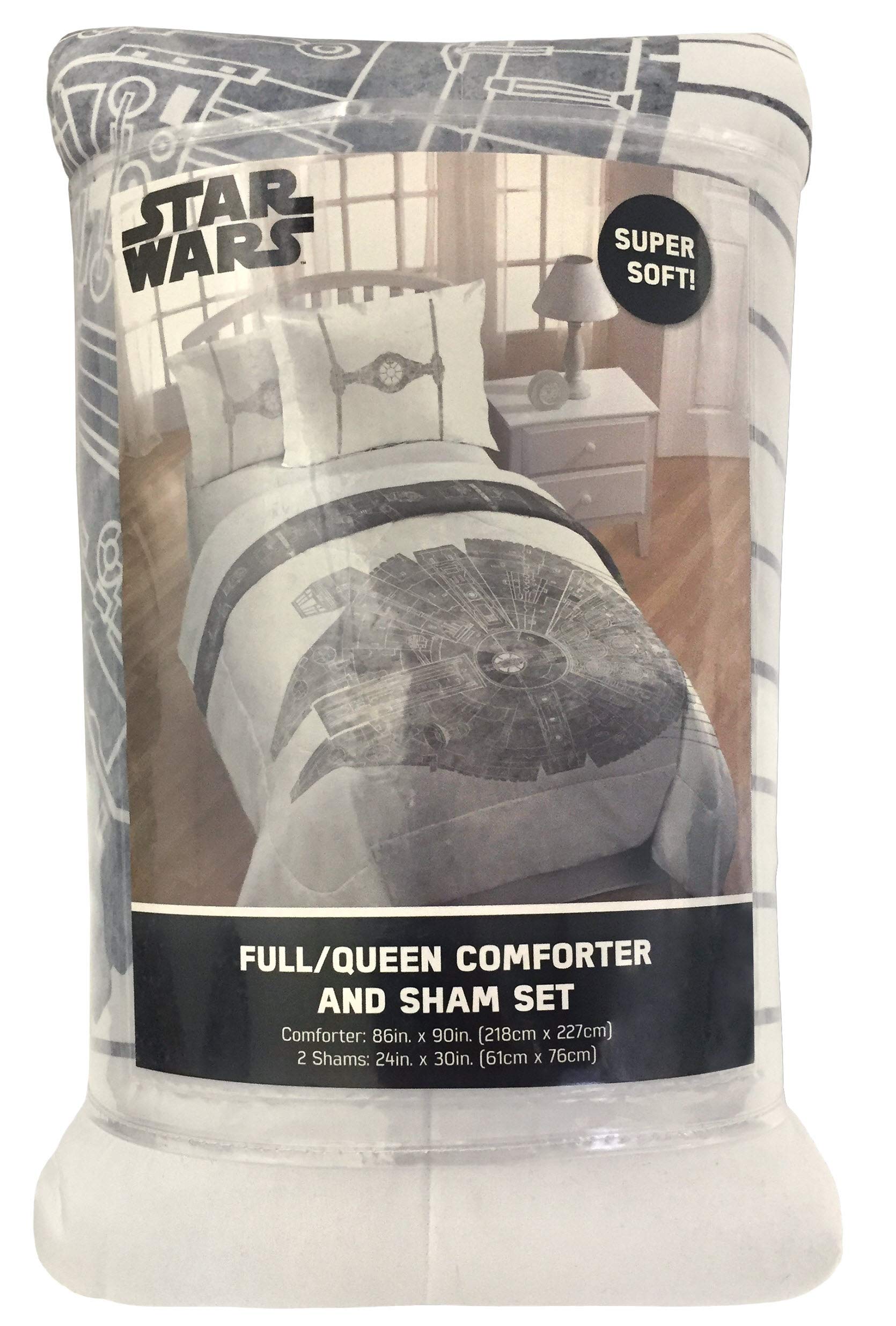 Star Wars Classic Full/Queen Comforter Set - 3-Piece Bedding Set with Duvet Cover & Pillow Shams, Officially Licensed Star Wars Merchandise - Perfect for Kids' Room, Movie Themed Bedroom, and Gift for Star Wars Fans