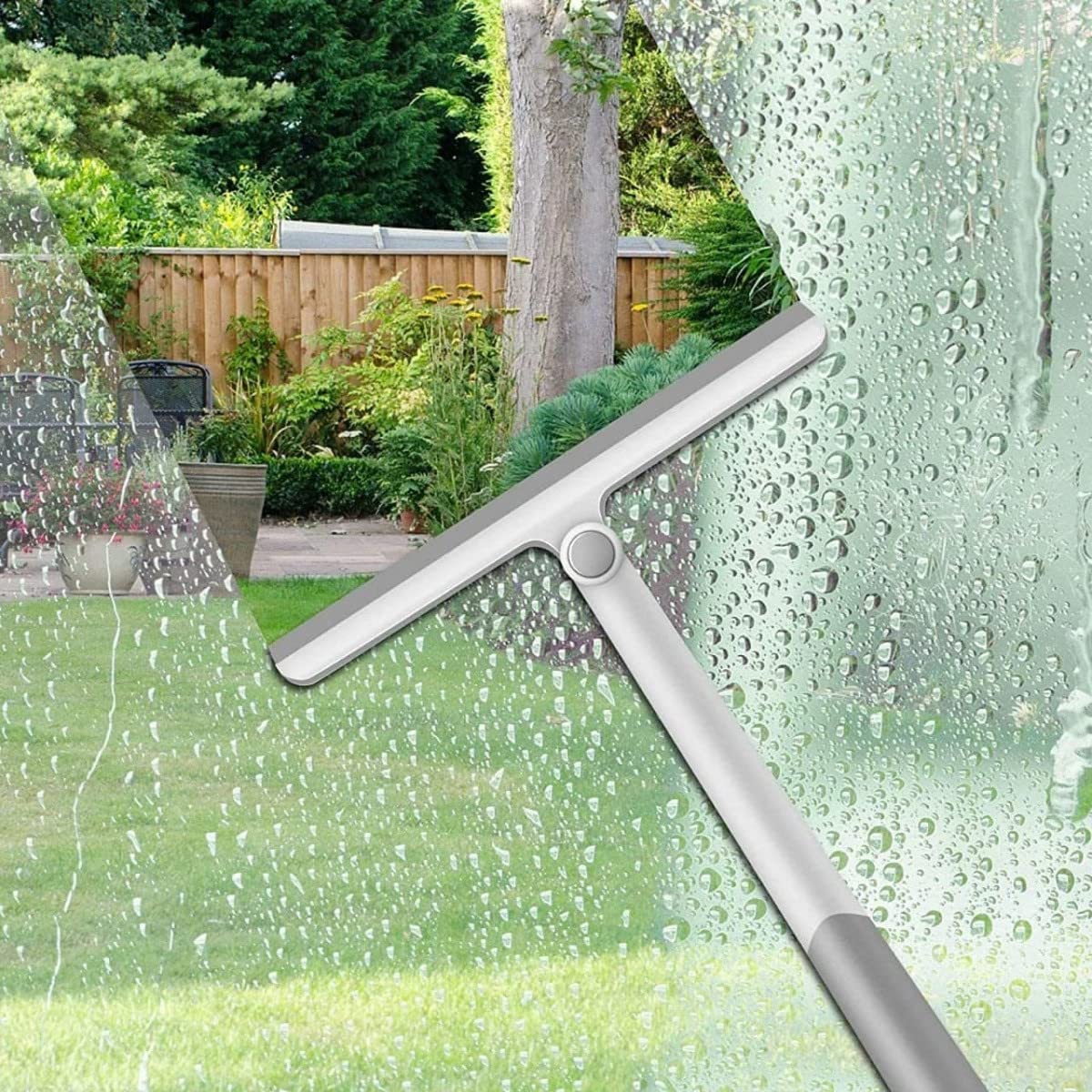 360° Rotatable Window Squeegee Cleaner - JAMB Adjustable Glass Wiper with Ergonomic Handle for Home & Office Cleaning - Perfect for Windows, Mirrors, Shower Doors and Glass Surfaces