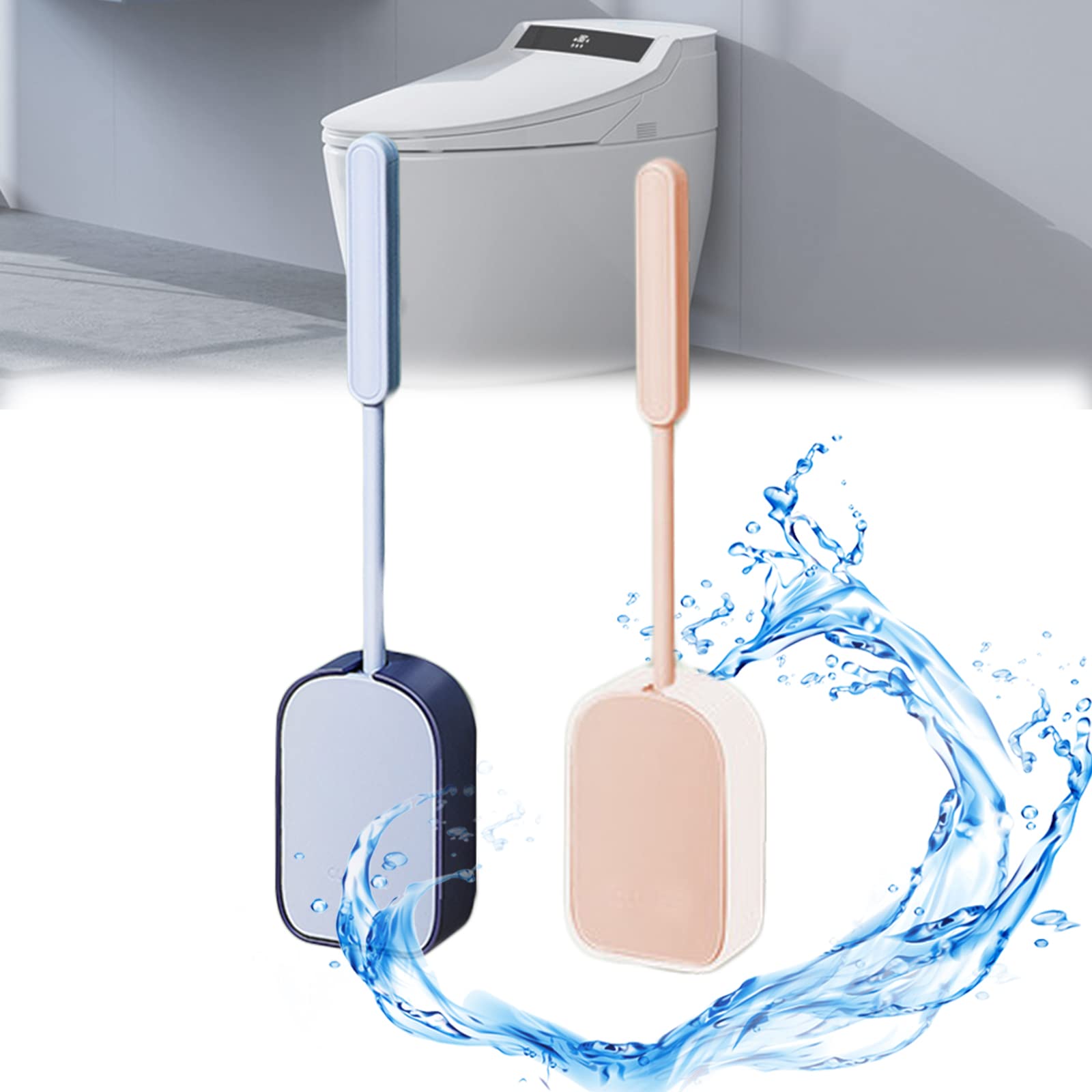 SRHIMEOS 2 Pack Double Sided Toilet Brush Set with Quick Dry Holder - Silicone Bathroom Cleaning Brush for Deep Cleaning, Wall Mount or Floor Stand - Ideal for Toilets, Sinks, Tubs & Showers