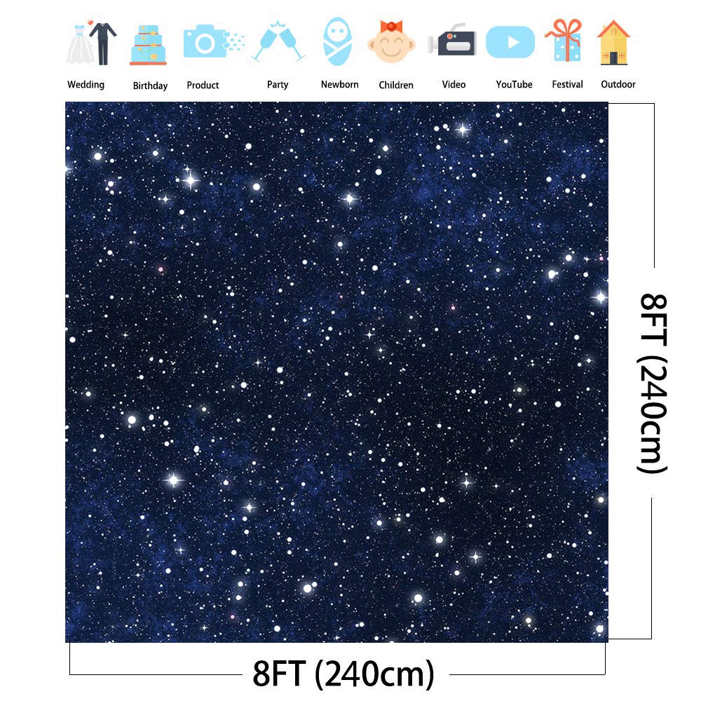 Sensfun Night Sky Star Backdrop - 6x6ft Universe Space Photography Background for Galaxy Themed Parties, Birthday Photo Booths & Studio Shoots - Perfect for Astrophotography, Baby Showers, and Cosmic Events