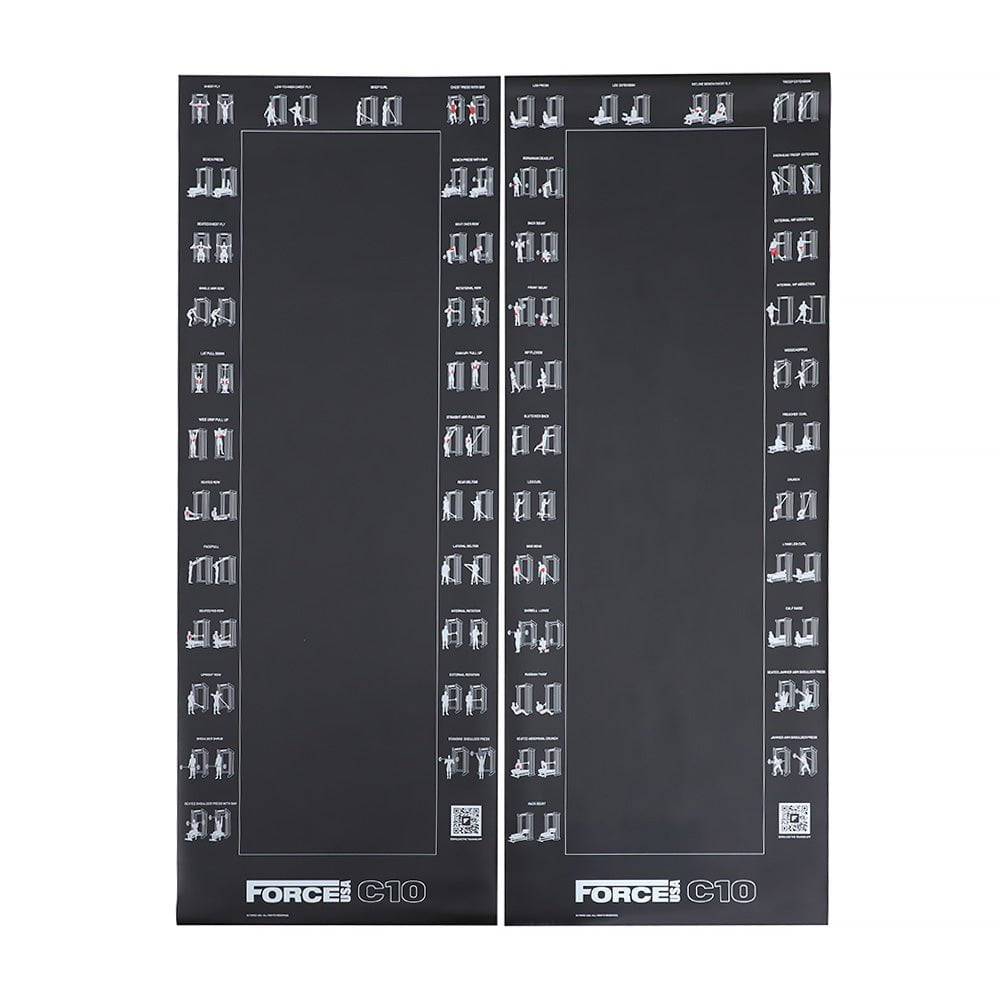Force USA C10 Magnetic Exercise Chart Set - Home & Gym Workout Guide for Strength Training & Fitness Tracking