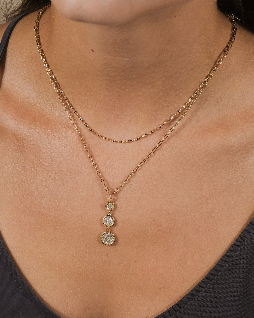 Amy CZ Pendant & Layered Chain Necklace - Elegant Cubic Zirconia Layering Necklace for Women, Perfect for Date Night, Party & Everyday Wear