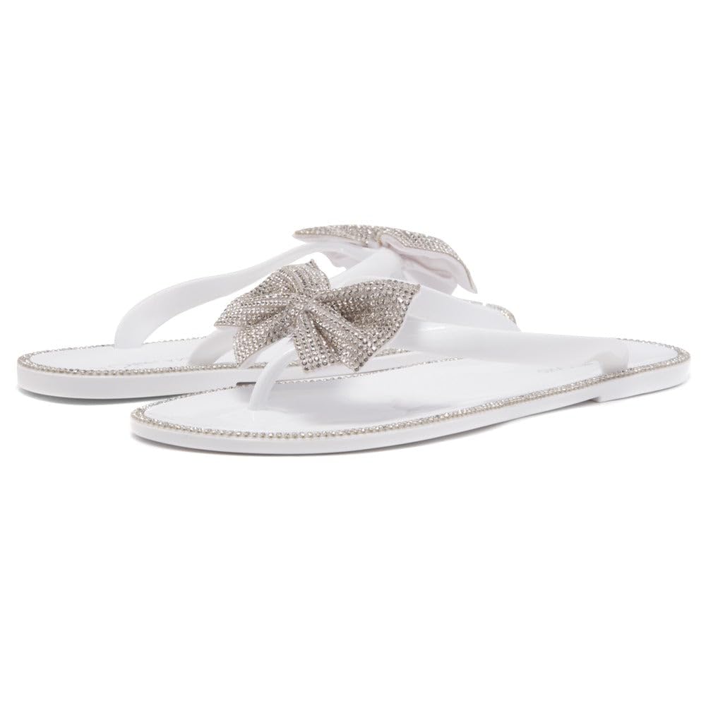 Women's Summer Jelly Flip Flops - Rhinestone Bowtie Strappy Thong Sandals for Beach, Pool & Daily Wear | Comfortable Slip-On Slides for Casual Outings