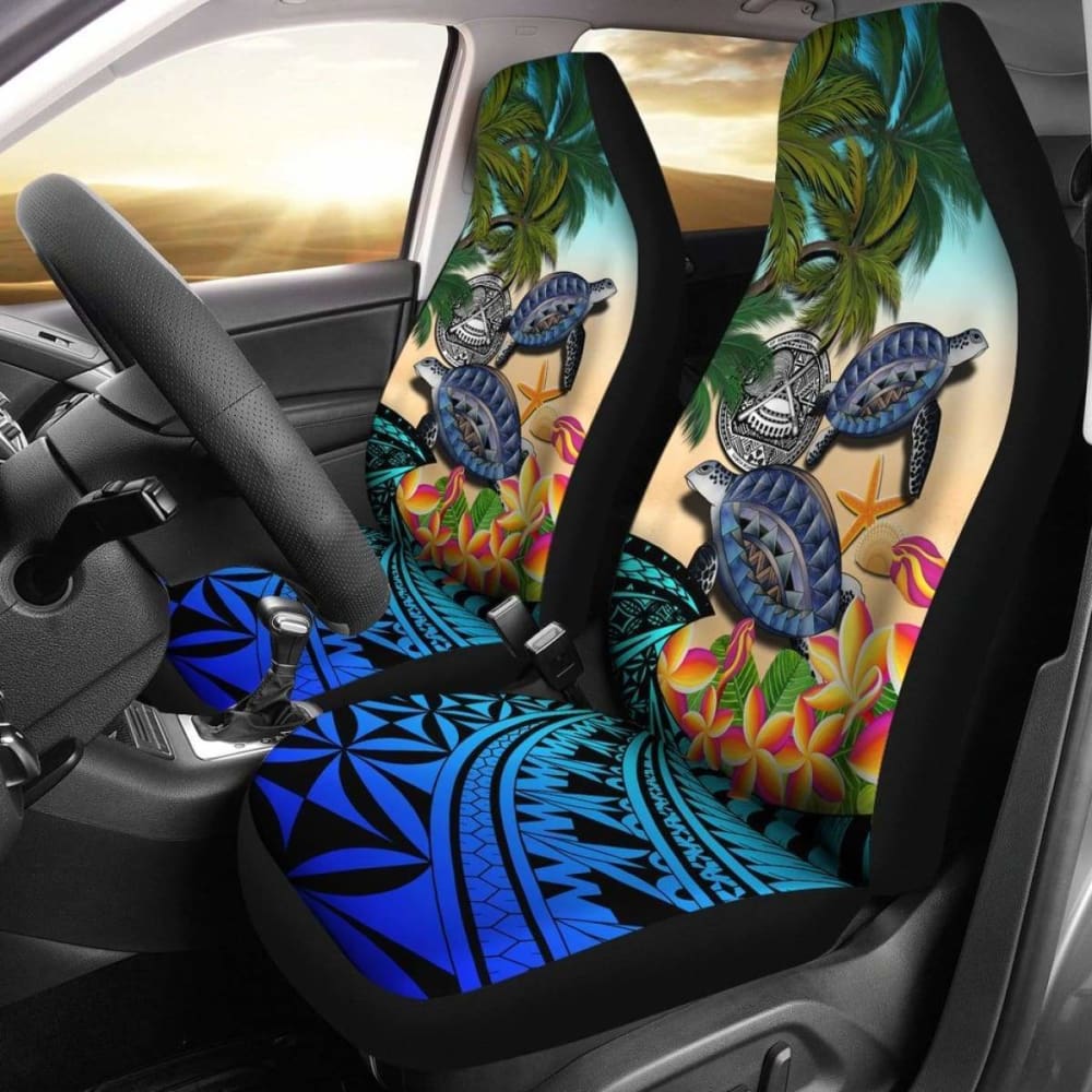Premium American Samoa Car Seat Covers - Polynesian Turtle, Coconut Tree & Plumeria Design (Model 091114) | Waterproof & Durable for SUVs, Trucks & Sedans | Perfect for Tropical Vacations & Island-Themed Decor