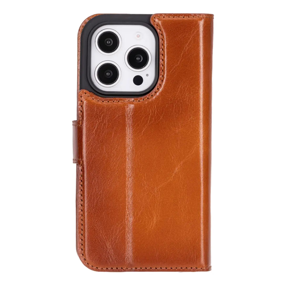 Premium Burnished Tan Leather Wallet Case for iPhone 16 Pro - Slim Protective Cover with Card Slots | Perfect for Everyday Use, Travel & Business