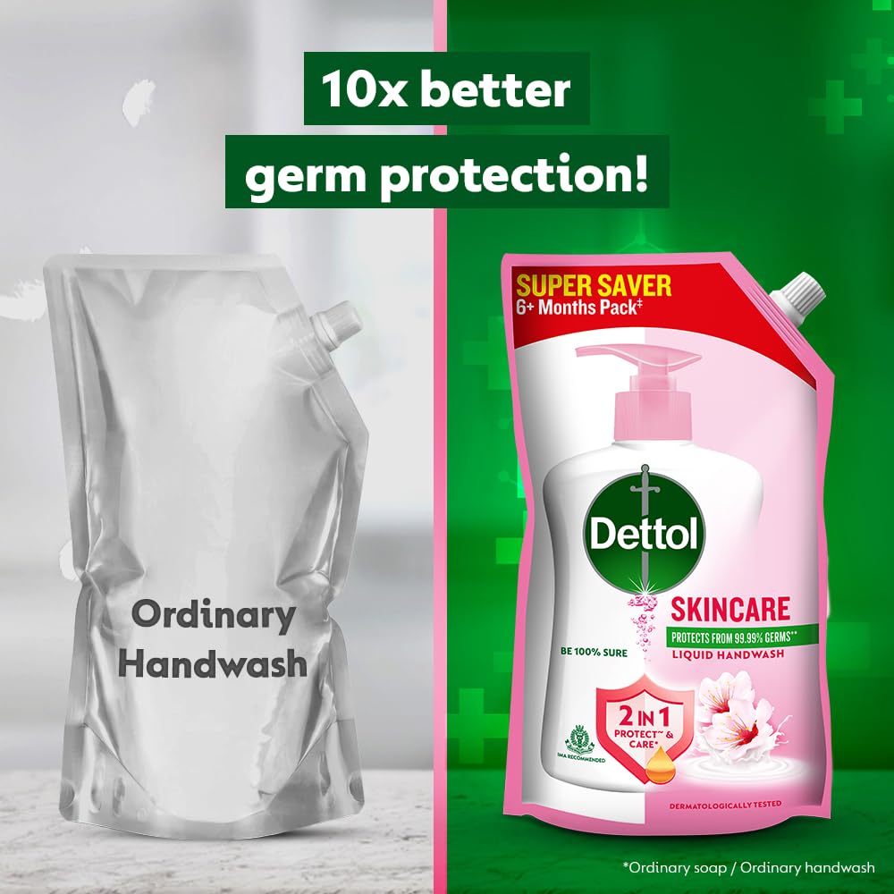 Dettol Liquid Handwash Refill 675ml (Pack of 3) - pH Balanced Antibacterial Hand Soap with 10X Germ Protection | For Kitchen, Bathroom & Travel Use | Gentle Skin Care Formula