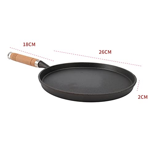 **26CM Flat-Bottomed Cast Iron Wok - Non-Stick Frying Pan for Eggs, Steak, Pancakes & Stir-Fry - Perfect for Home Cooking & Asian Cuisine**