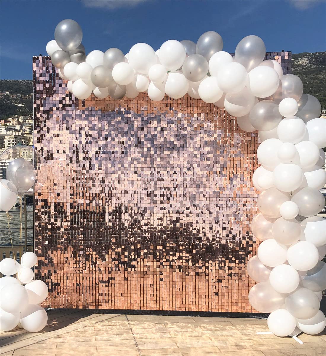 24 Pack Rose Gold Sequin Wall Backdrop - Shimmering Square Panels for Wedding, Party, Photography & Home Decor | Perfect for Photo Booths, Events & Social Media Backdrops