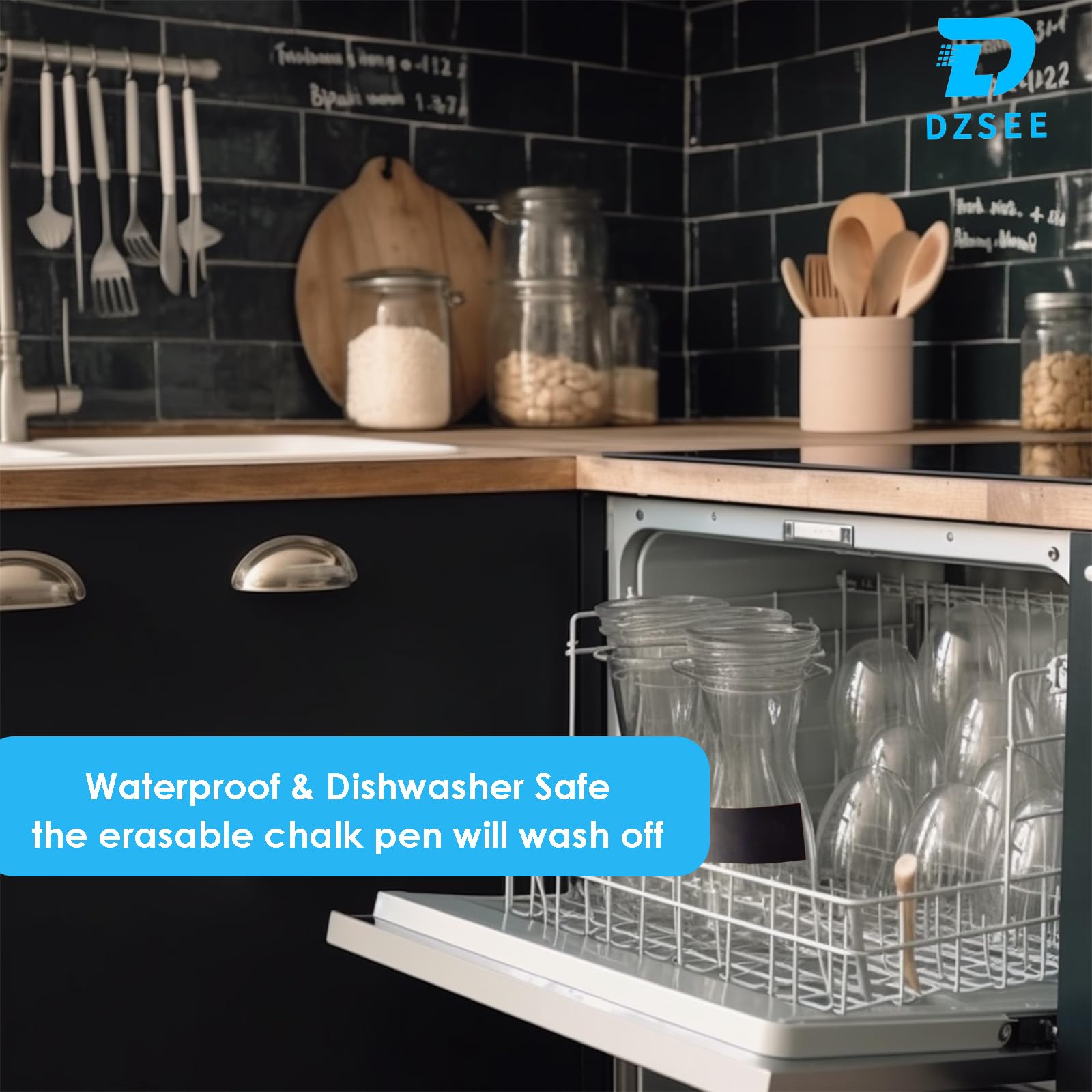 Reusable Waterproof Chalkboard Labels - 77 Pcs Erasable Chalk Sticker Labels with Liquid Chalk Marker for Storage Bins, Food Containers, Jars & Kitchen Organization (3 Shapes, 4 Sizes) - Perfect for Pantry, Office & Classroom Labeling