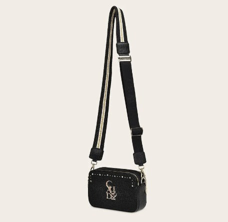 BOD0GMA Women's Cuadra Black Fashion Stingray Leather Handbag - Stylish Crossbody Purse for Work, Evening & Travel
