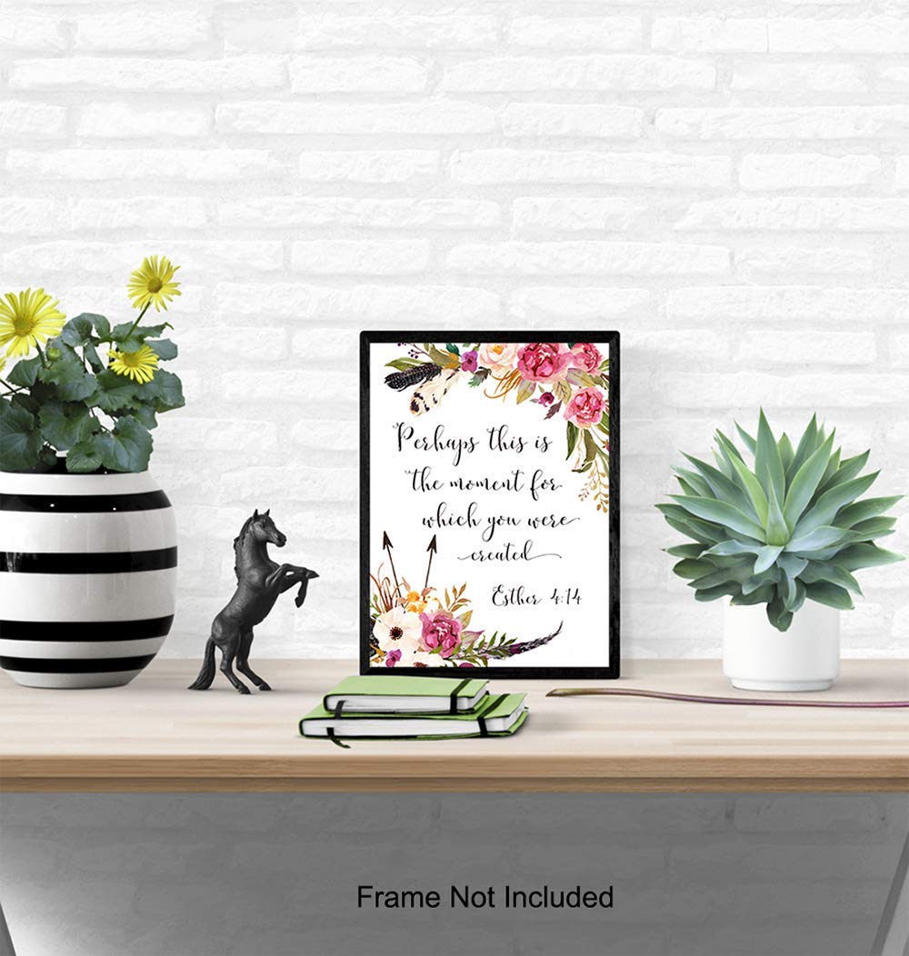 Inspirational Christian Bible Verse Wall Art - Scripture Poster with Positive Quotes - Religious Home Decor & Gift for Women - Perfect for Bedroom, Living Room & Church