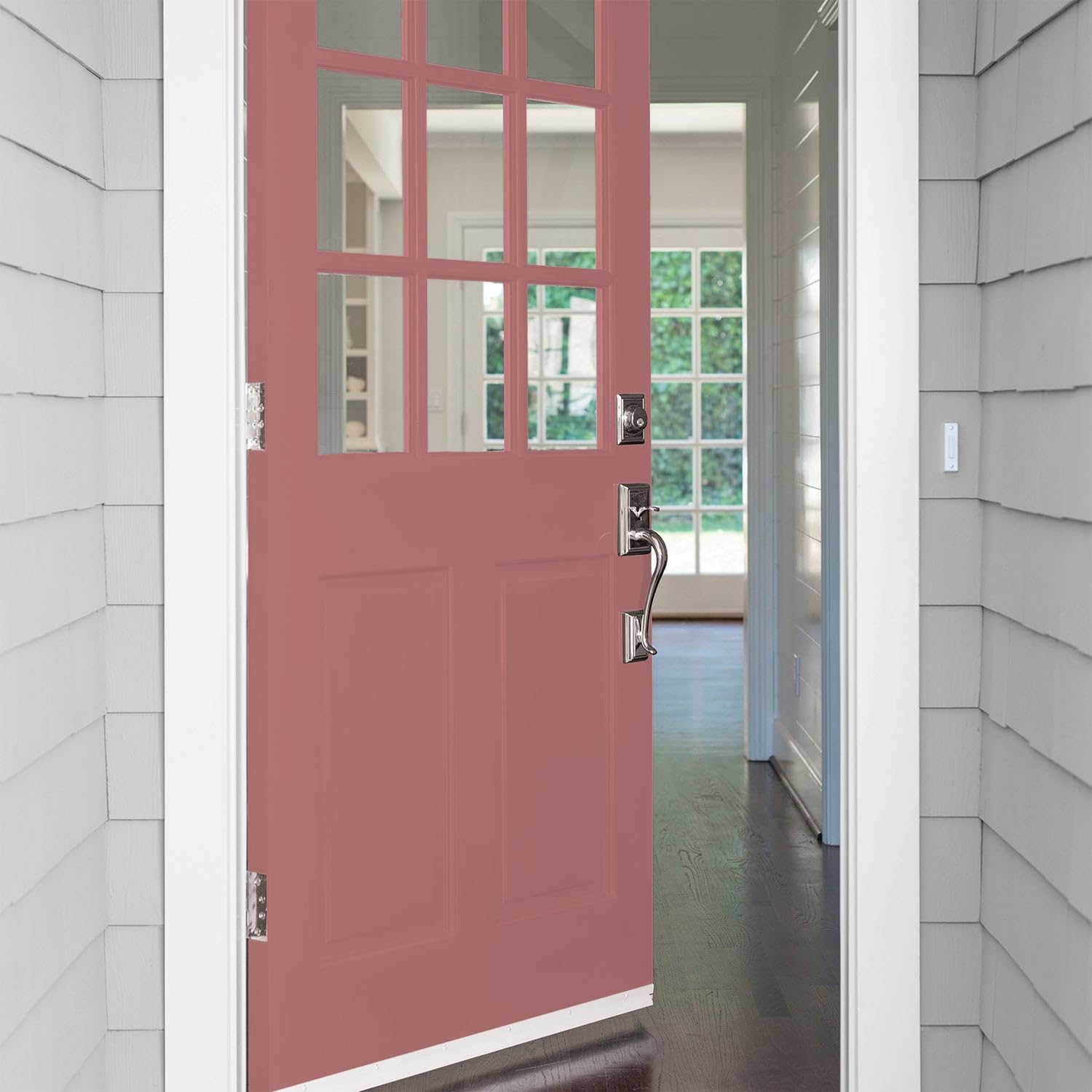 Glidden Exterior Paint and Primer in One - Red Horizon Glow Satin Finish, 5-Gallon Bucket, One-Coat Coverage for Long-Lasting Protection | Perfect for House Siding, Fences, and Outdoor Wood Surfaces
