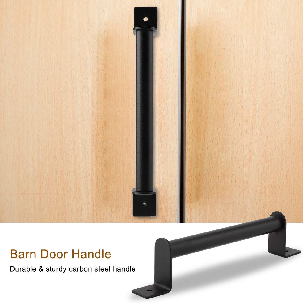 Heavy Duty Carbon Steel Black Sliding Barn Door Handle - Modern Outdoor Shed & Closet Handle for Wooden Gates & Doors | Perfect for Farmhouse, Rustic Home Decor & DIY Projects