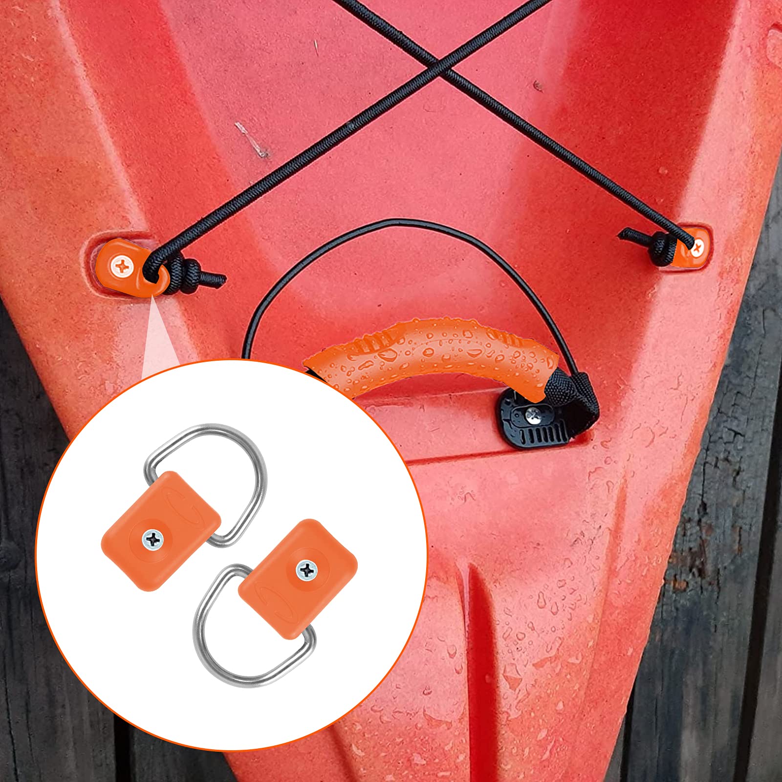 2Pcs Kayak Carry Handle with 8Pcs Rigging D Ring - Kayak Handle Replacement for Pelican/Hobie/Lifetime/Sit on Top Kayaks - Durable Ocean Kayak Handles & Canoe Accessories - Perfect for Easy Transport & Water Sports Adventures