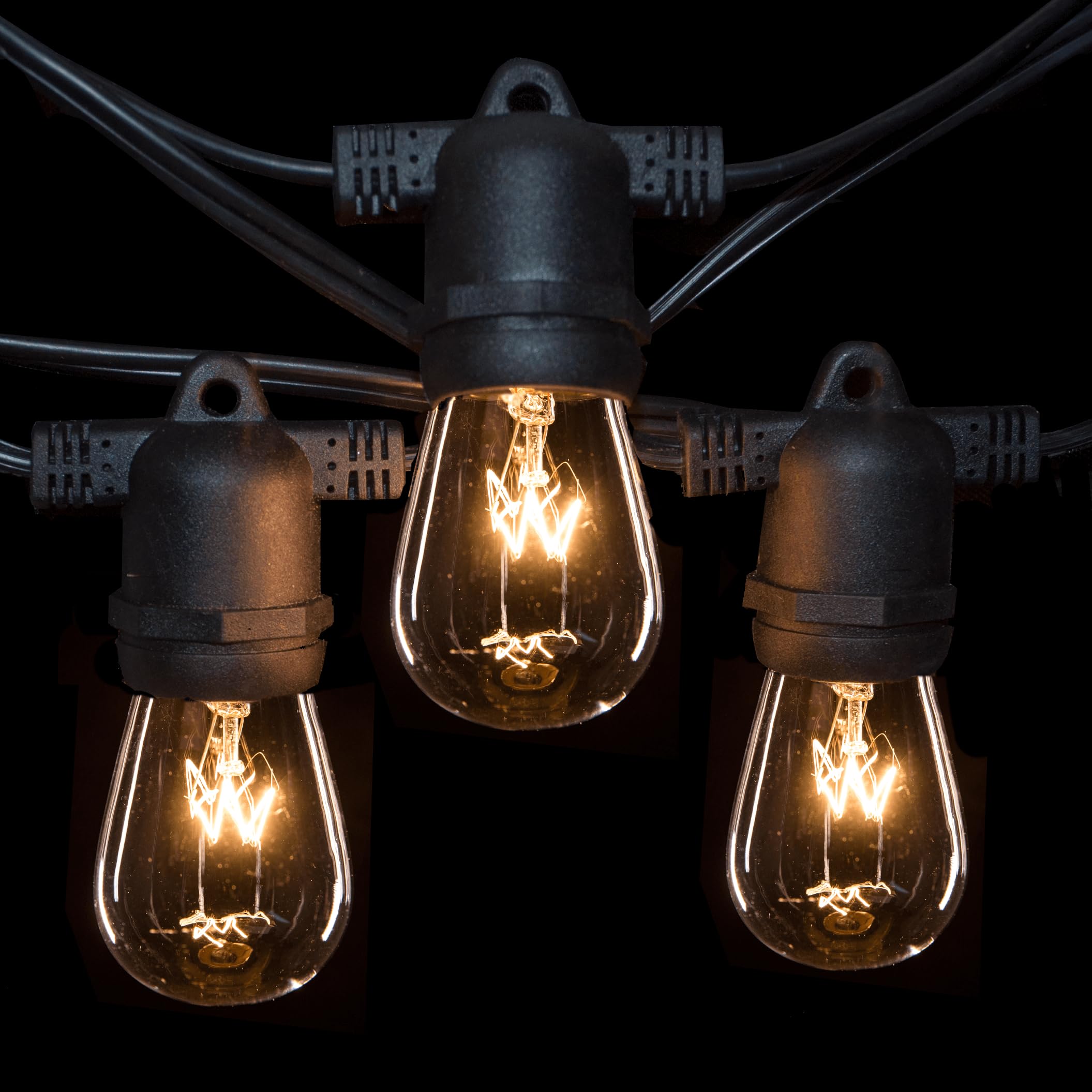 Hometown Evolution Commercial E26 String Lights - 50ft 25 Socket Outdoor/Indoor LED Bulb String Lights with 16 Gauge Wire & S14 11W Clear Bulbs - Perfect for Patio, Garden, Wedding, Party Decorations