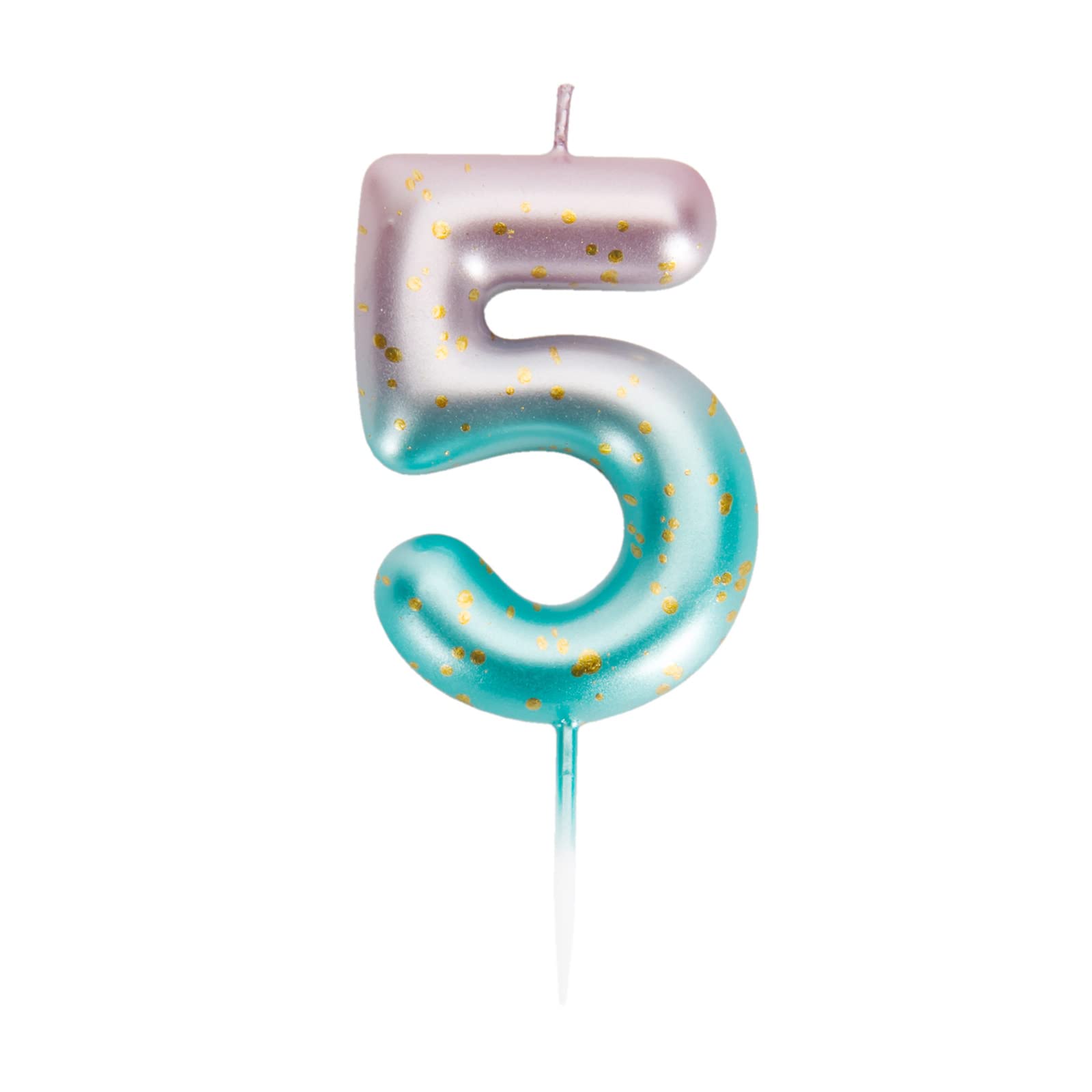 Gradient Color Number 5 Birthday Candles - Pink to Green Cake Topper for Kids & Adults Party Decorations | Perfect for Birthday Cakes, Anniversary Celebrations & Special Events