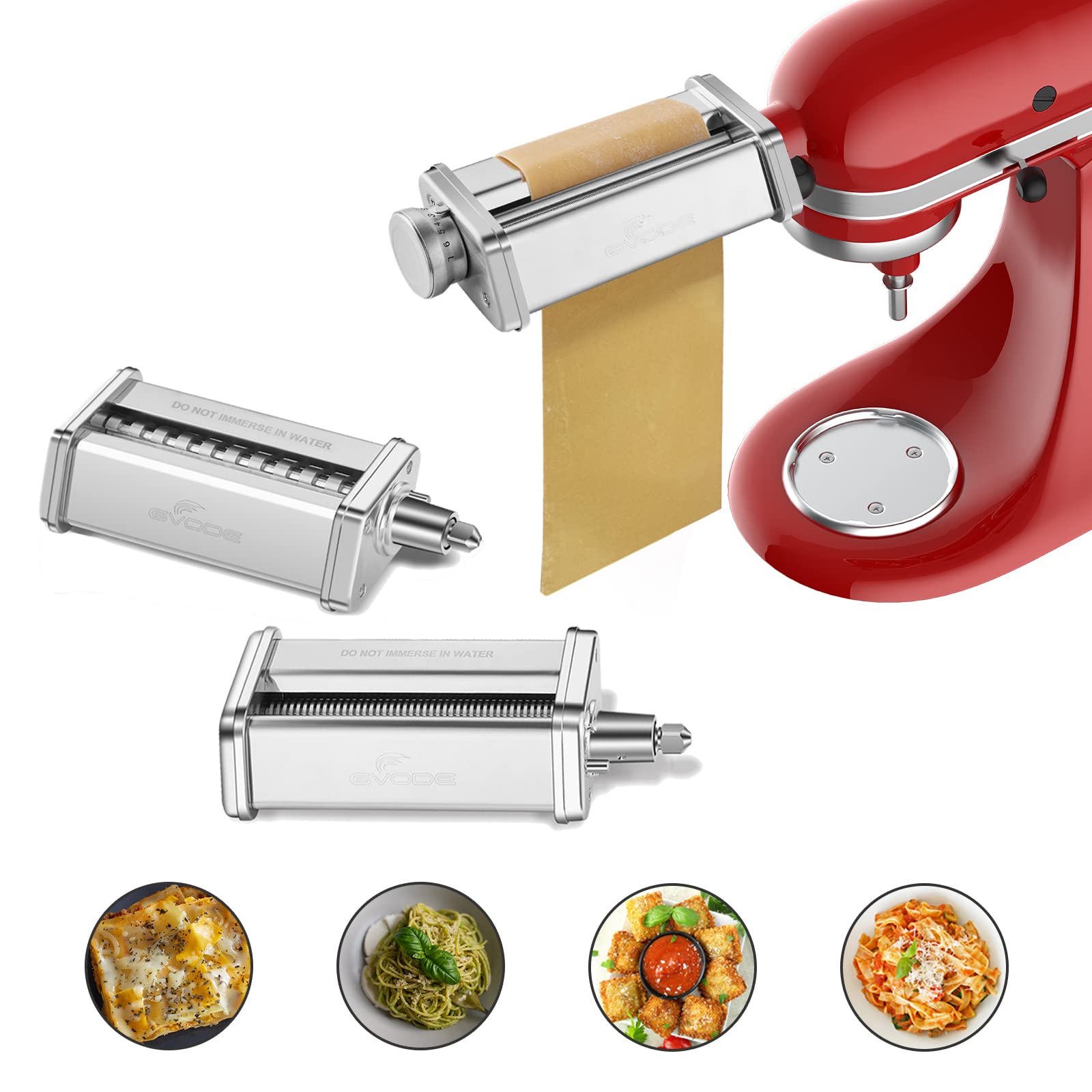 KitchenAid Stand Mixer Pasta Maker Attachment Set - 3-Piece Stainless Steel Pasta Roller, Spaghetti & Fettuccine Cutter | Perfect for Homemade Italian Pasta, Lasagna & Noodle Dishes