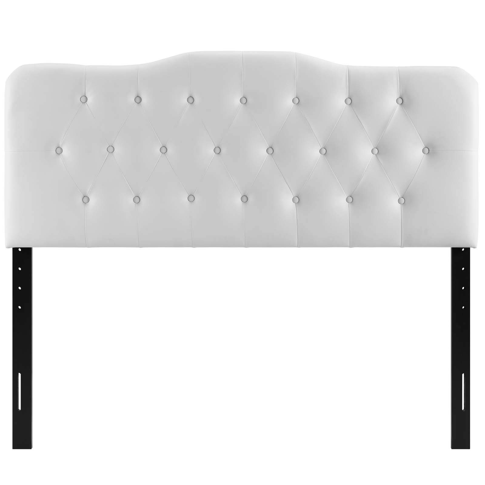 Modway Annabel Tufted Button Faux Leather Upholstered Queen Headboard in White - Elegant Bedroom Decor for Modern Homes & Master Suites