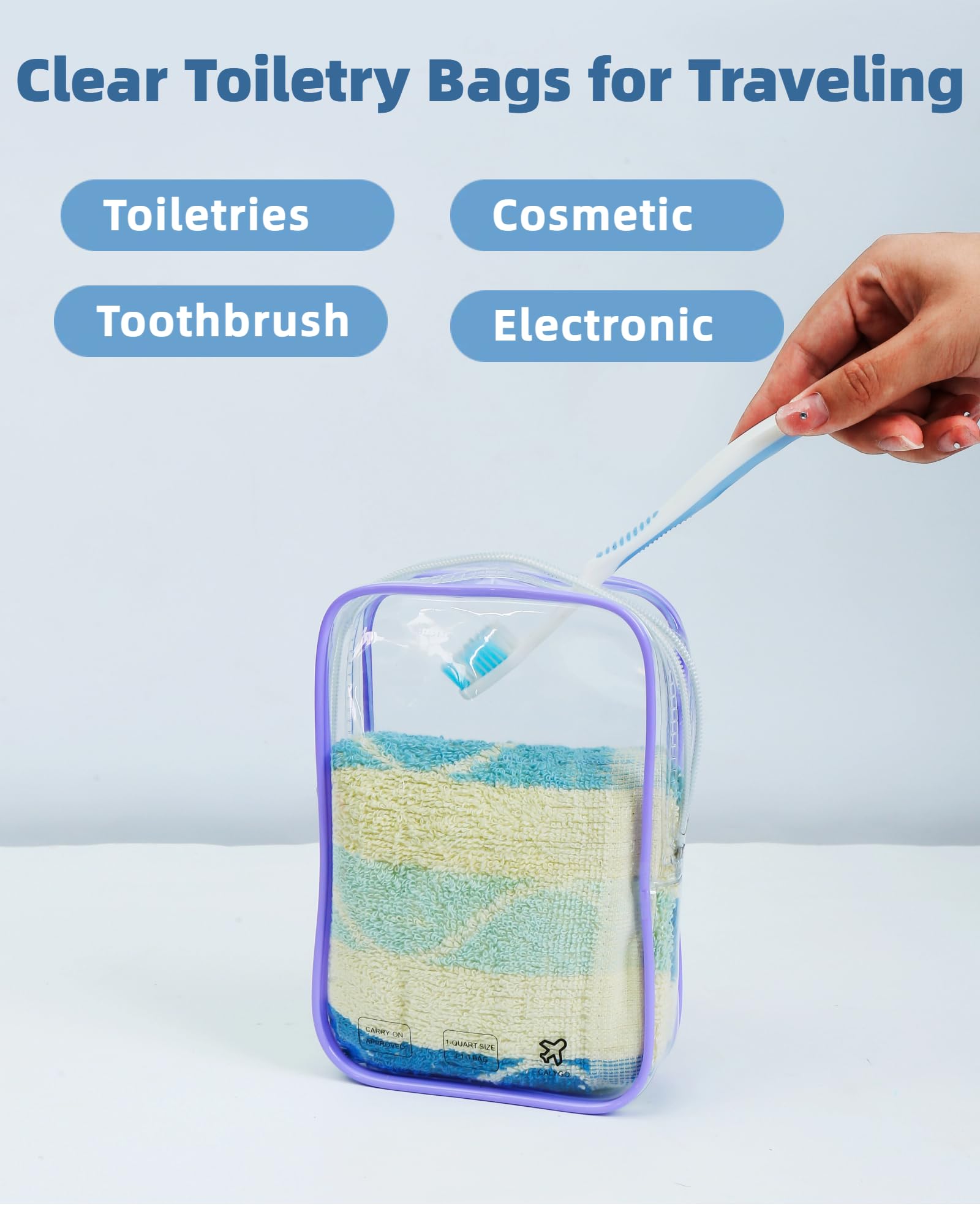 TSA Approved Quart Size Travel Toiletry Bag - Purple Leak Proof Cosmetic Organizer for Airplane Essentials, Long Flights & International Travel - Perfect for Carry-On Luggage & Weekend Getaways