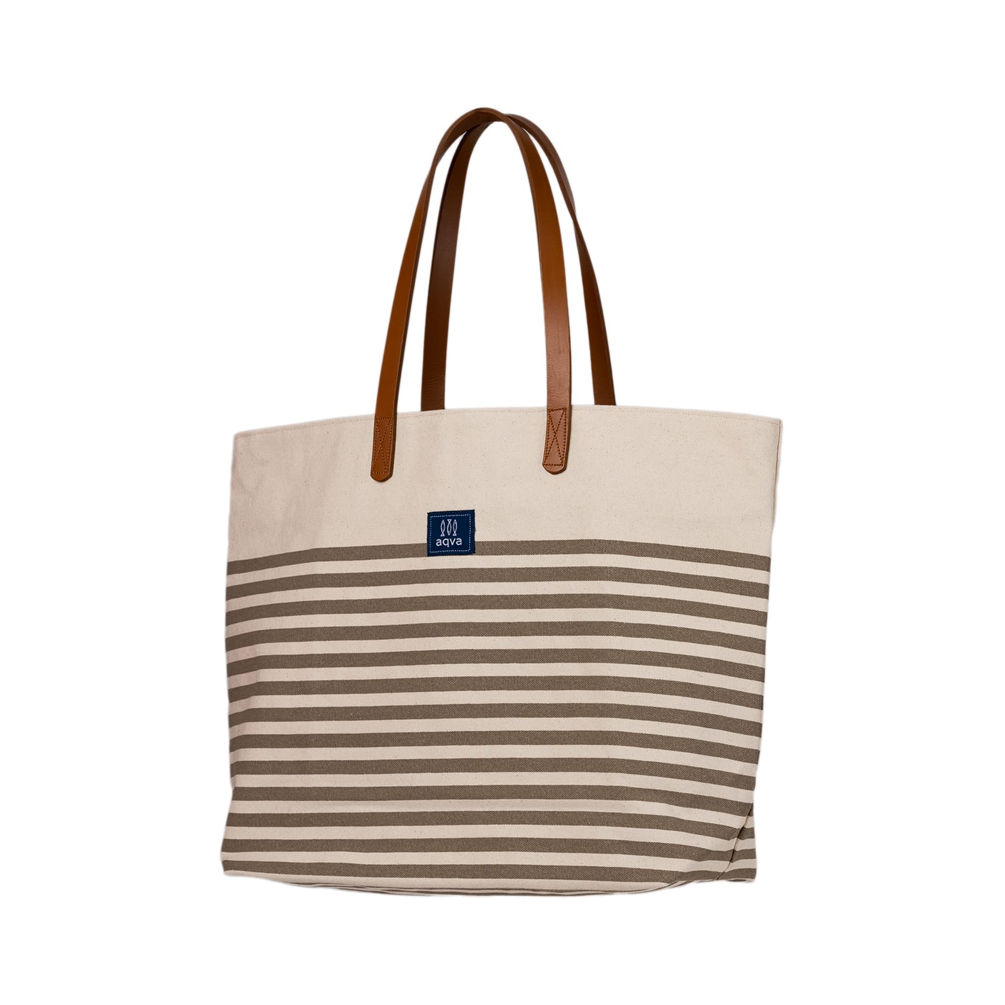 AQVA Canvas Tote Bag for Women & Men - Durable Shoulder Bag with Zip Pocket - Perfect for Shopping, Travel & Work
