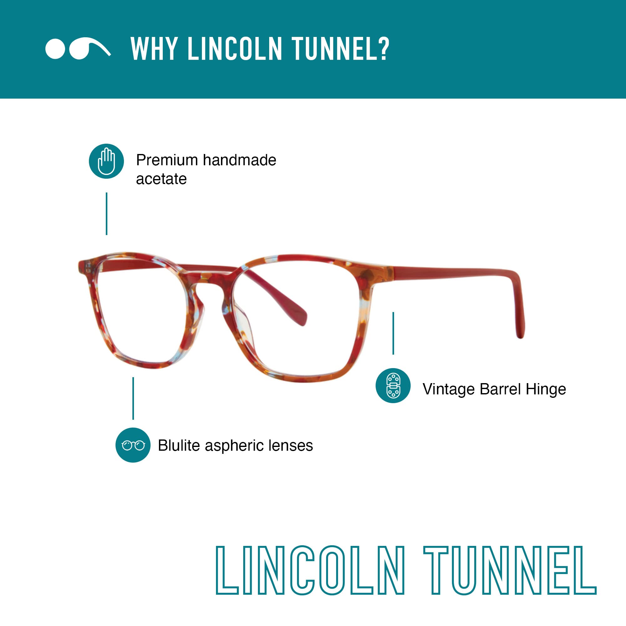 Scojo New York Lincoln Tunnel Blue Light Blocking Reading Glasses - Anti-Scratch Handmade Readers for Women & Men - Perfect for Office, Computer Work & Nighttime Reading