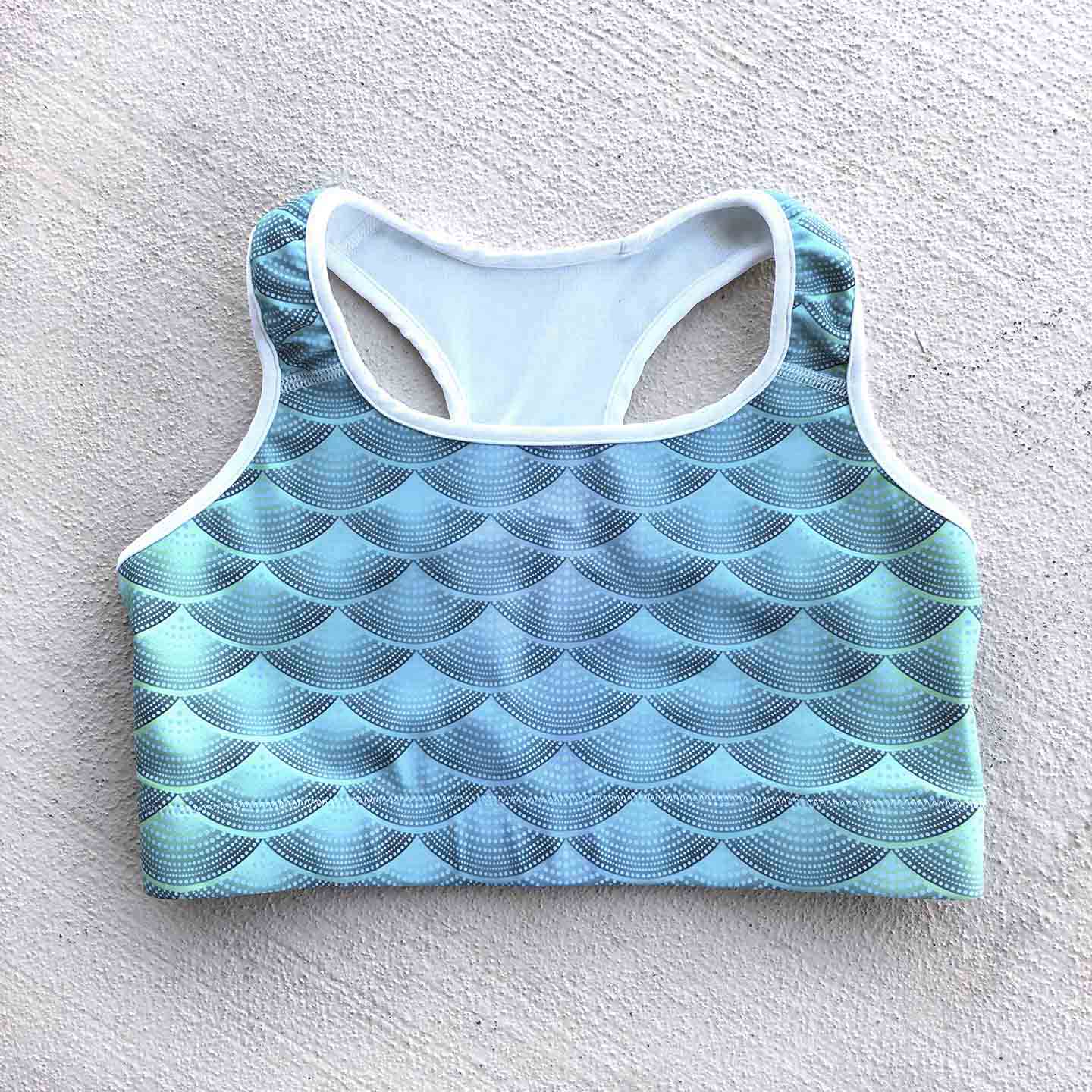 Hannah Mermaid Yoga Top - Bali Scales Print Women's Workout Shirt for Yoga, Pilates & Beach Wear - Perfect for Yoga Studios, Gym Sessions and Summer Vacations
