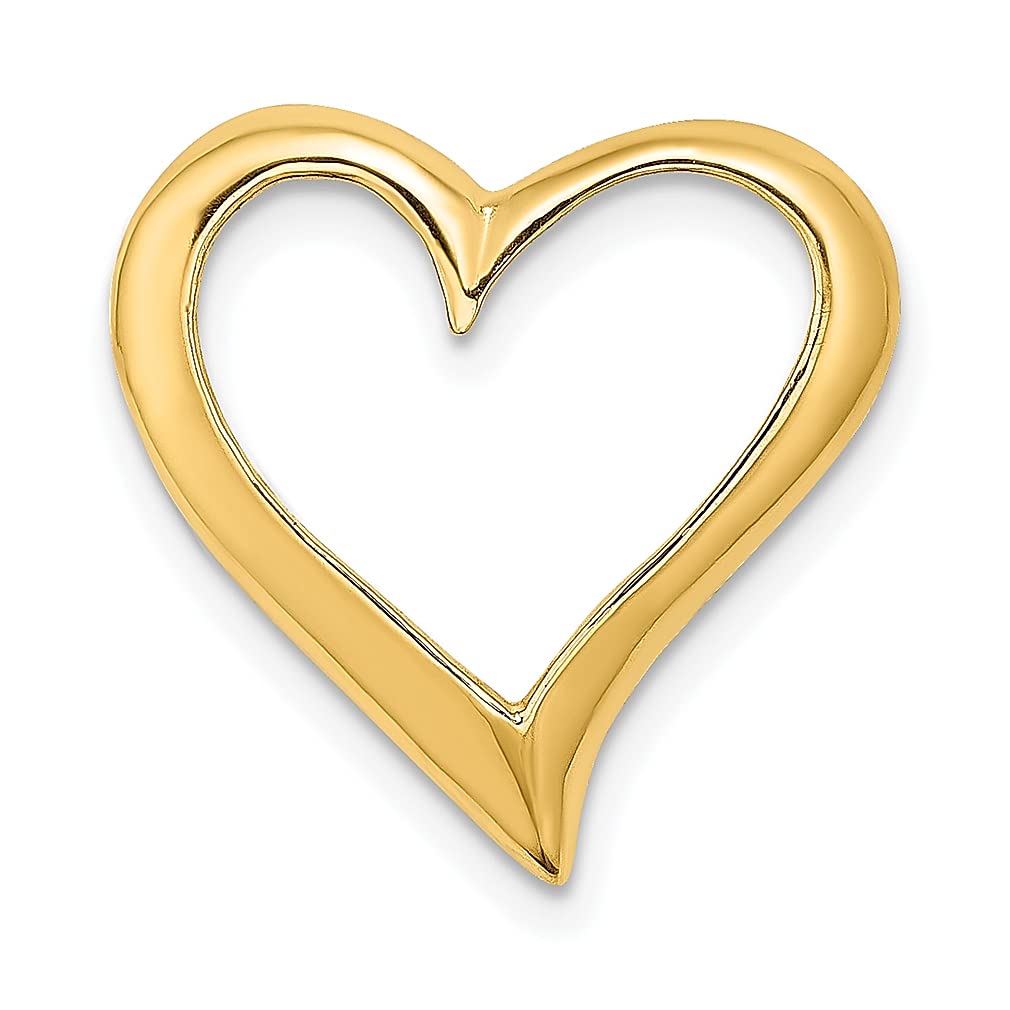 14K Yellow Gold Large Floating Heart Slide Necklace - Dainty Pendant Charm Love Chain for Women | Valentine's Day Gift, Anniversary Present, Birthday Jewelry for Her | Perfect for Romantic Dates, Special Occasions & Everyday Elegance