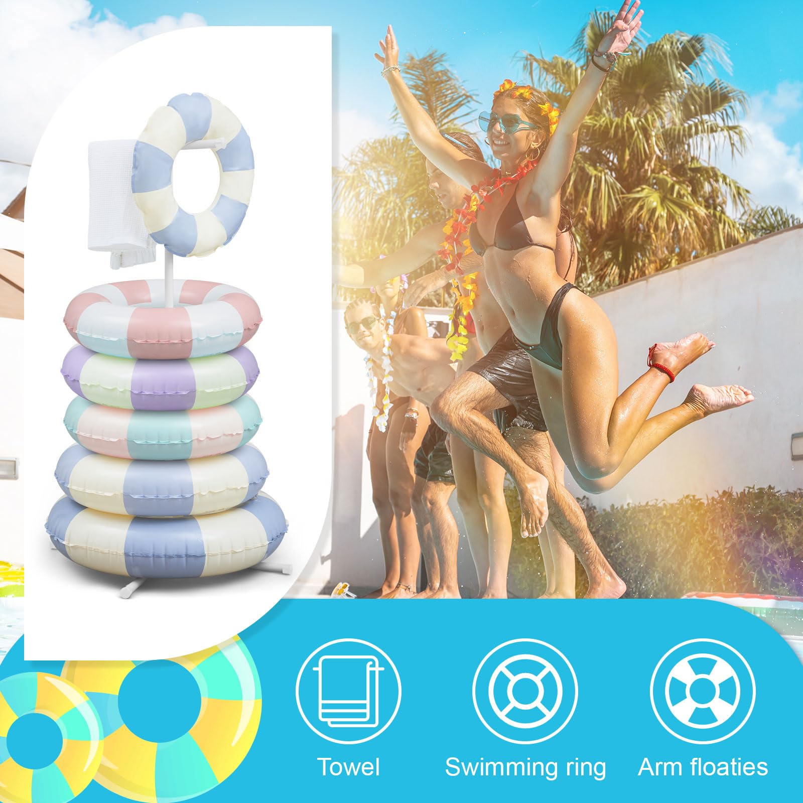 1 Pc White PVC Pool Float Storage Holder with Water Bag - 50