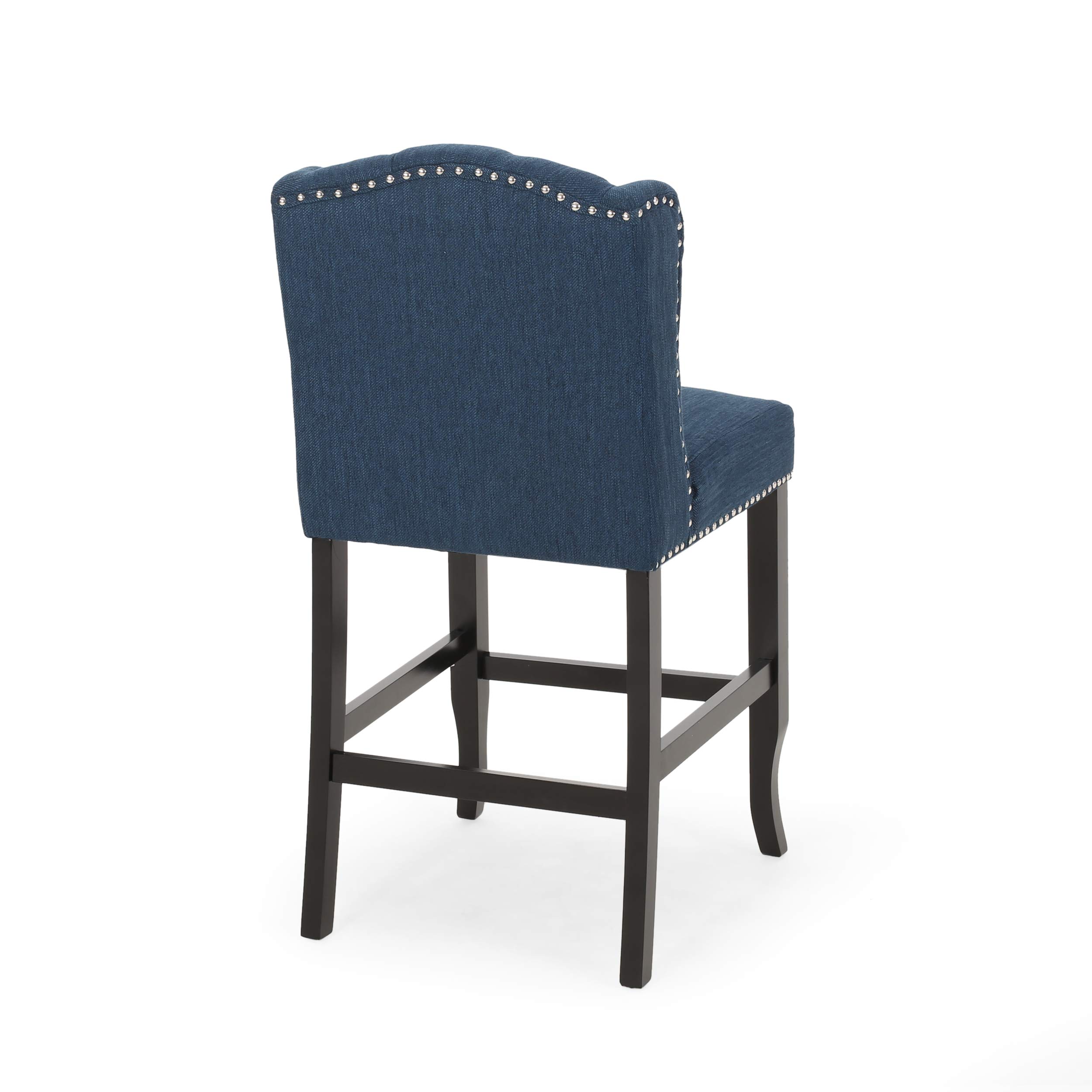 GDFStudio Navy Blue & Dark Brown Counter Stool - 24