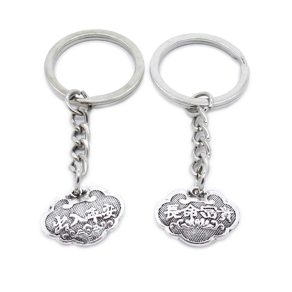 Antique Silver Metal Keychain - Chinese Blessing Lock Key Ring for Gifts, Home Decor & Travel Accessories | Vintage Style Key Holder for Keys, Bags & Backpacks