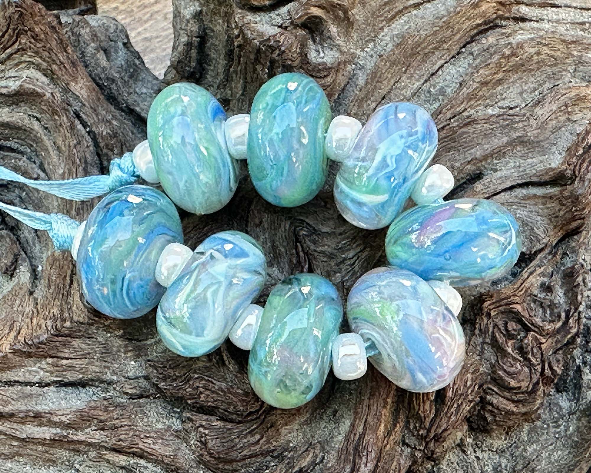 8-Piece Cotton Candy Swirls Lampwork Glass Beads Set for Jewelry Making - DIY Bracelet, Necklace & Craft Projects - Perfect for Beaders & Artisans (SRA)