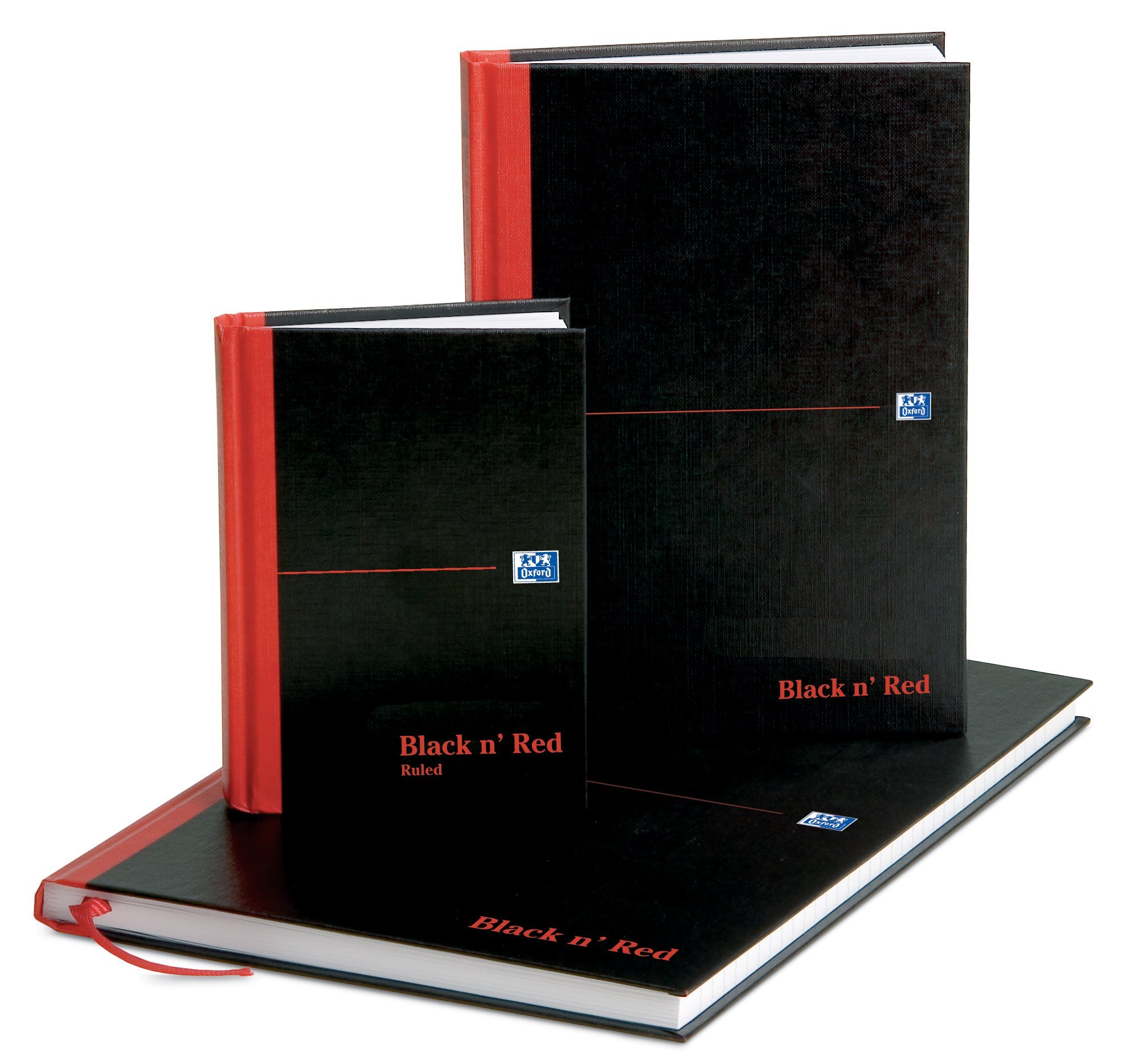 Black n' Red Oxford Hardcover A4 Notebook - Casebound, Lined, 192 Pages - Premium Writing Journal for Office, School & Business Meetings