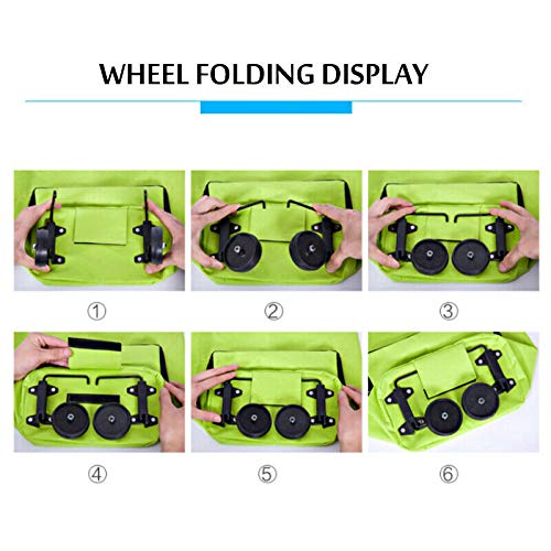 **Foldable Shopping Cart with Wheels - Lightweight Grocery Trolley Bag, Market Basket & Luggage Carrier (Green) - Perfect for Grocery Shopping, Laundry & Travel**