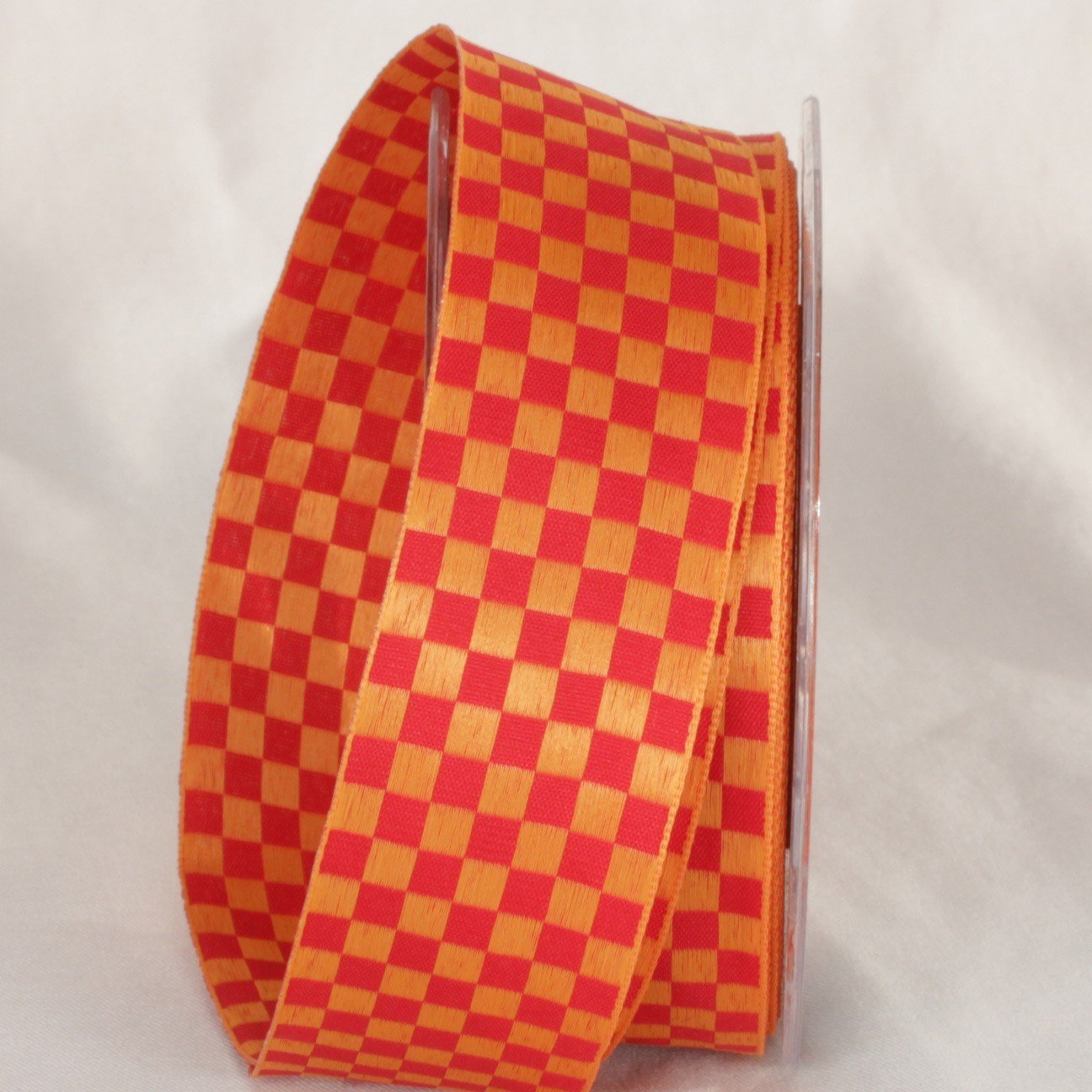 Orange Red Checkers Craft Ribbon 1.5