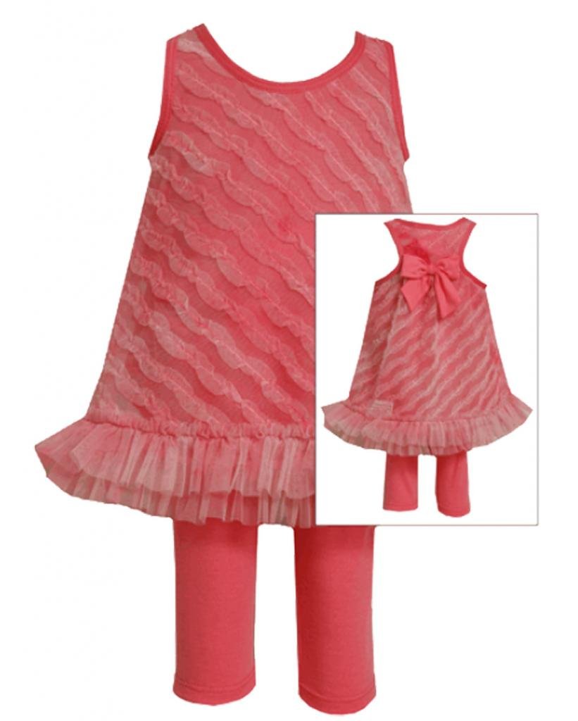 Little Girls 2T-6X Fuchsia-Pink Ruffle Racerback Bow Dress & Legging Set - Cute Toddler Outfit for Birthday Parties, Easter, Photo Shoots & Special Occasions