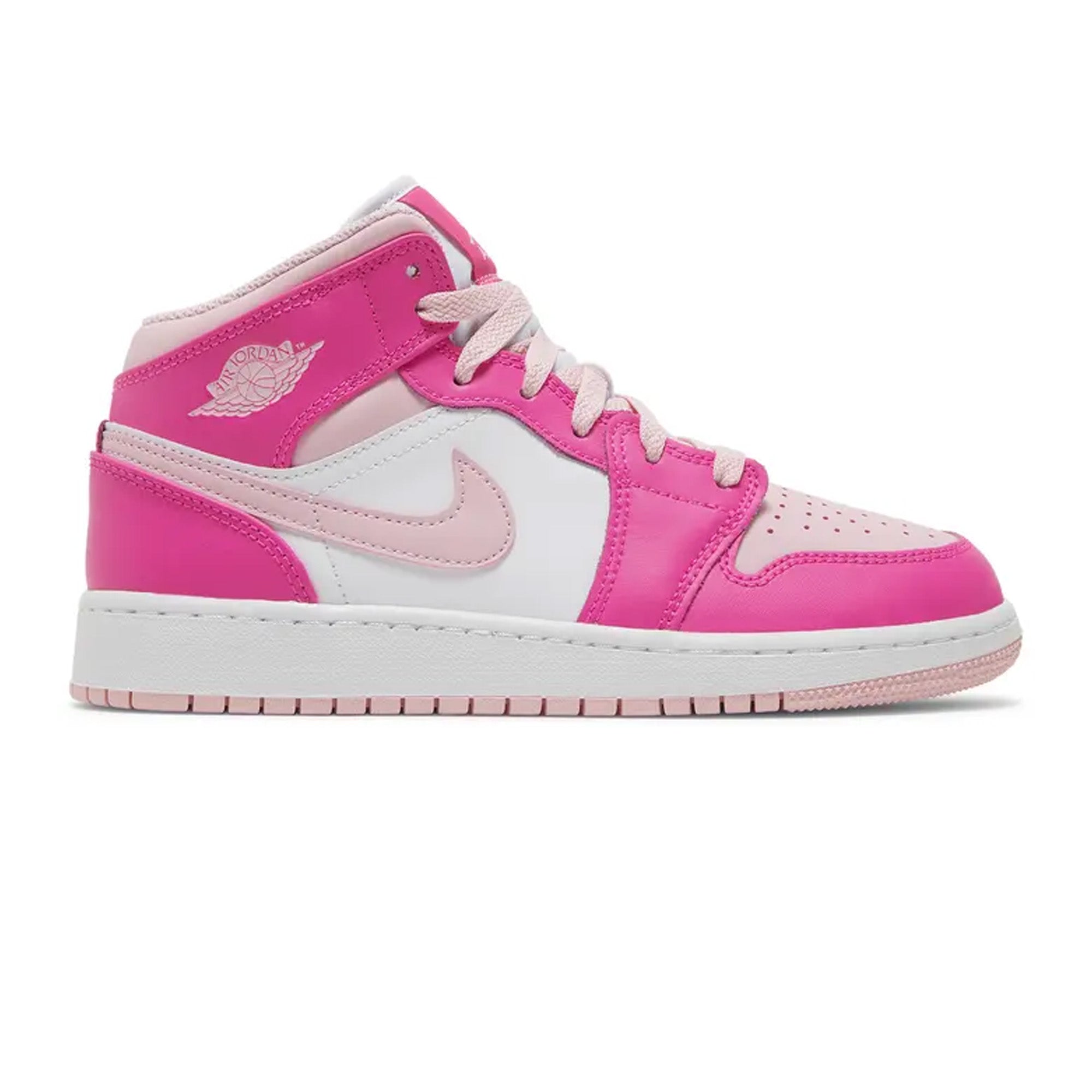 Air Jordan 1 Mid 'Fierce Pink' GS Basketball Shoes for Girls - Stylish Pink Sneakers for School, Sports & Streetwear Fashion